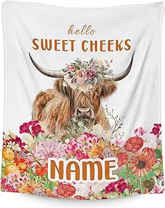 Mercuryelf Custom Highland Cow Throw Blanket - Soft, Fuzzy & Warm - 50x60 Inches Flannel Blankets for Living Room, Sofa - White Novelty Throws Gift for Teens