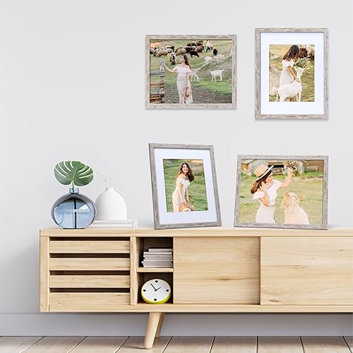 Miniatura 5 de 11x14 Picture Frame Set of 9, Black Frames for Photos 8x10 with Mat or 11x14 Without Mat, Table Top and Wall Mounting Decor