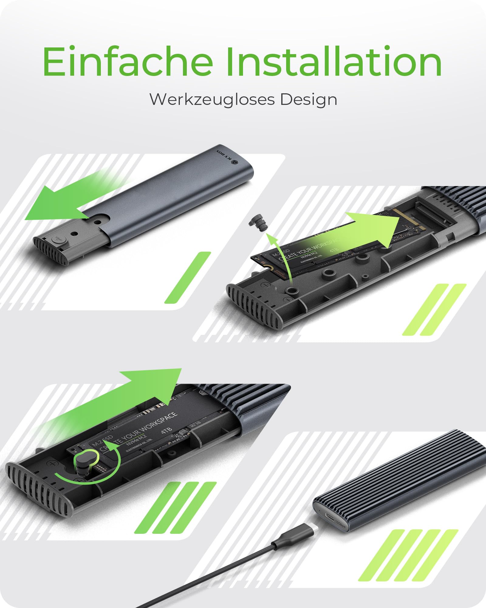 RaidSonic Icy Box IB-1808MCT-CU31 NVMe SSD USB 3.2 Type-C Geh?use schwarz
