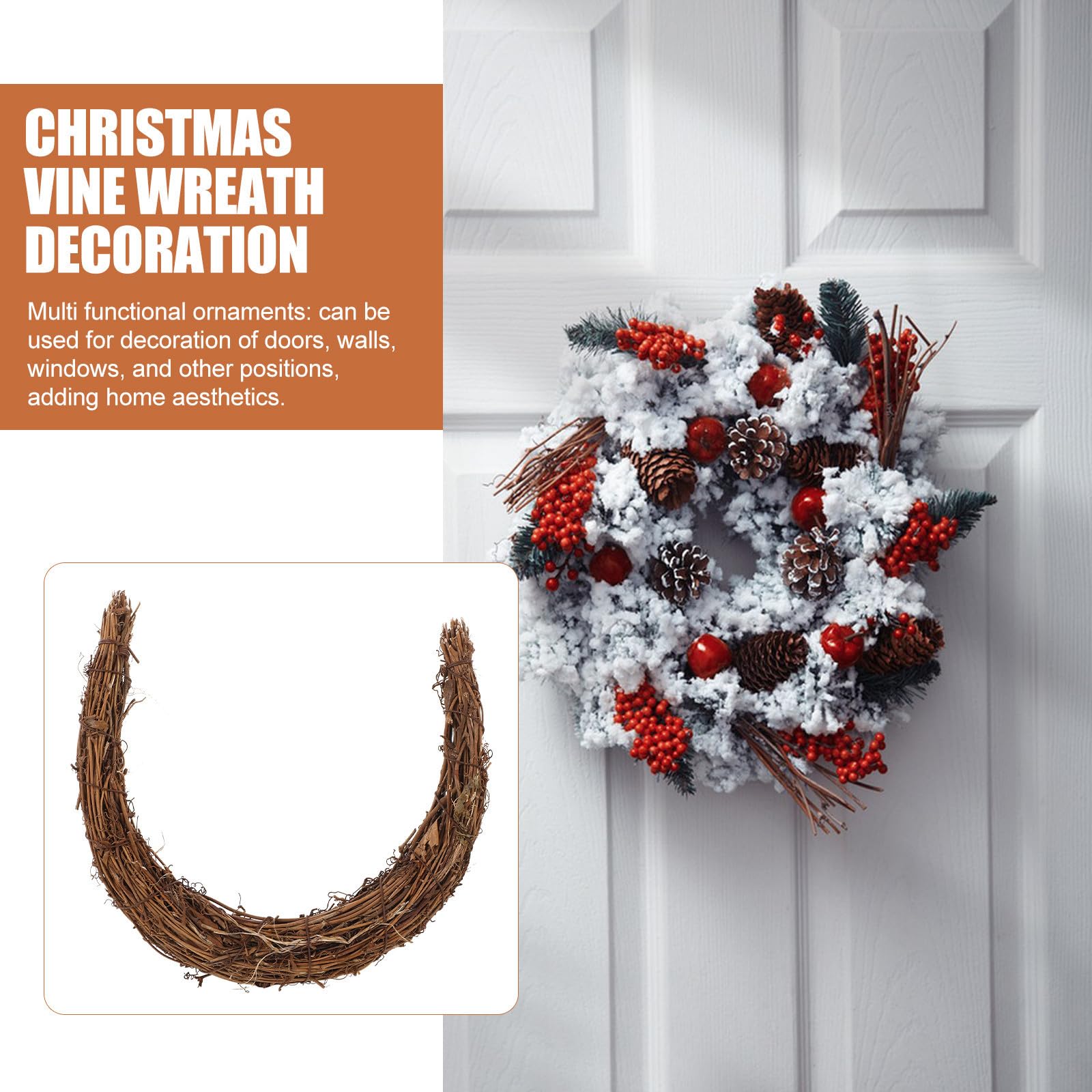 5 Stück Natürlicher Holzkranzrohling Mondform für Weihnachtsdeko