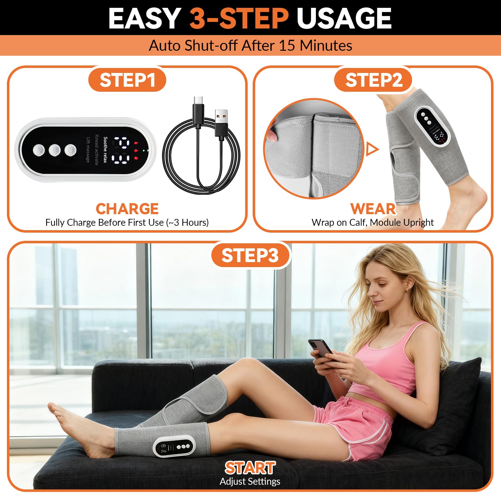 Massaggiatore Gambe Elettrico a Compressione d'Aria Senza Fili