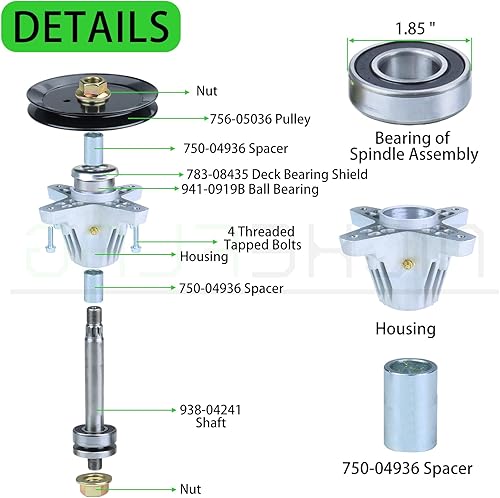 Miniatura 6 de El conjunto del husillo 918-06981 reemplaza el eje de cubierta 618-06981, el eje de cubierta Cub Cadet 91806981, 918 06981, 618 06981, 61806981 para