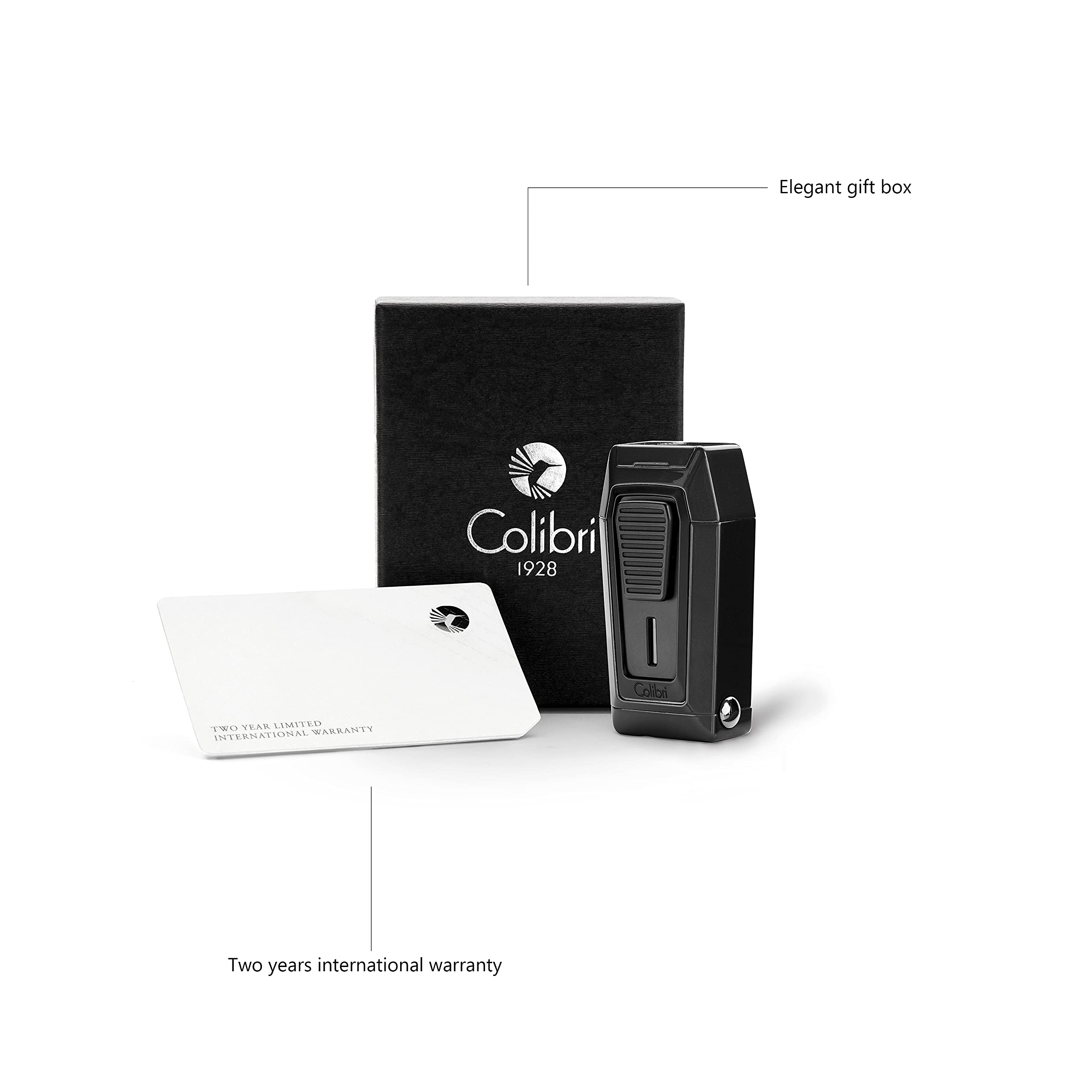 Colibri Quantum Sturmfeuerzeug | Integrierter Zigarrenabschneider | Dreistrahl Jet Feuerzeug Für Zigarren | Elegante Geschenkbox | Zwei Jahre Garantie | Butan Nicht Im Lieferumfang Enthalten