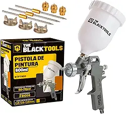 Pistola Pintura Gravidade 600ml 3 Bicos 1.2 1.5 1.8 Btpt600 Profissional The Black Tools