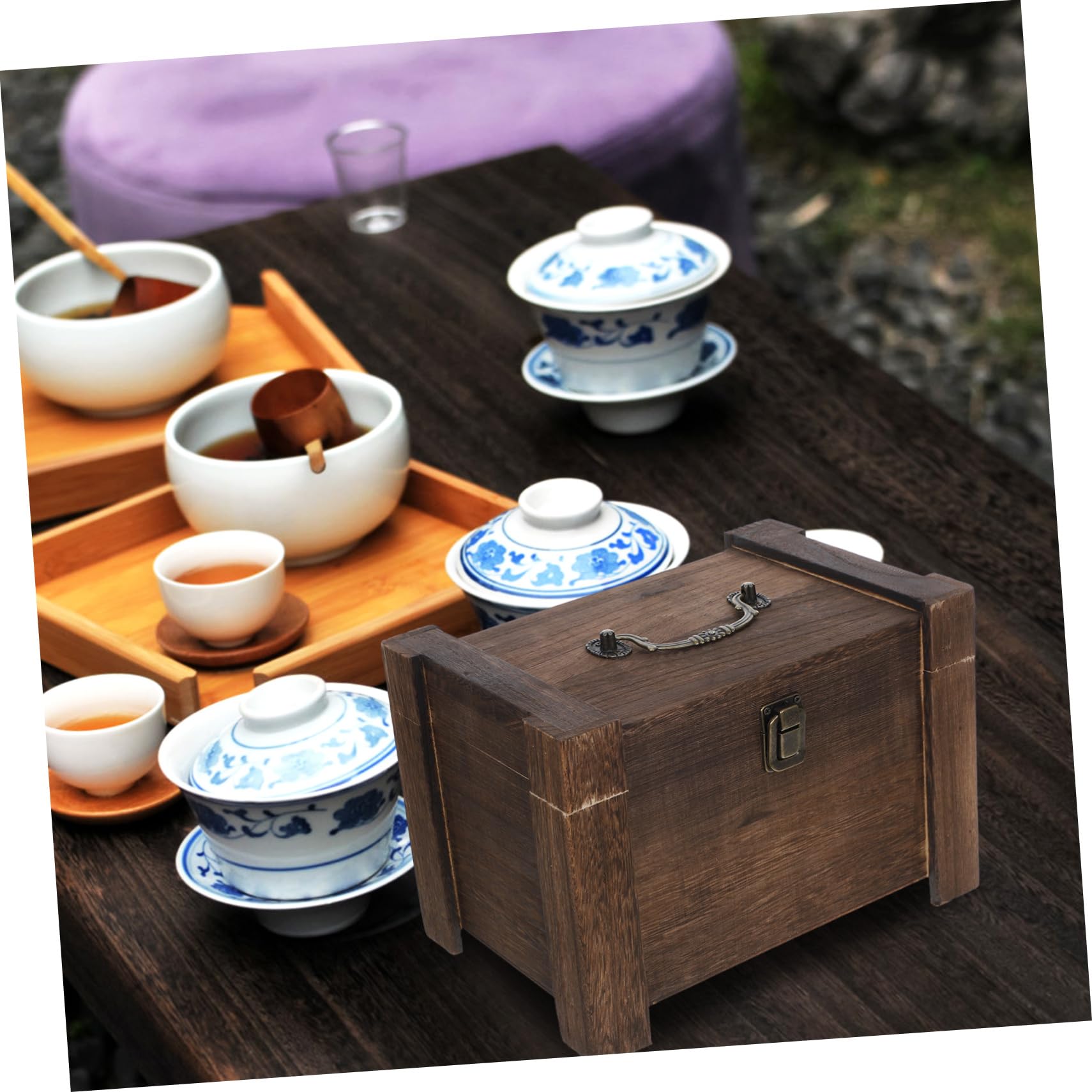 GLEAVI Caja de Té de Madera 24, 5x16, 5x17cm Color Coffee