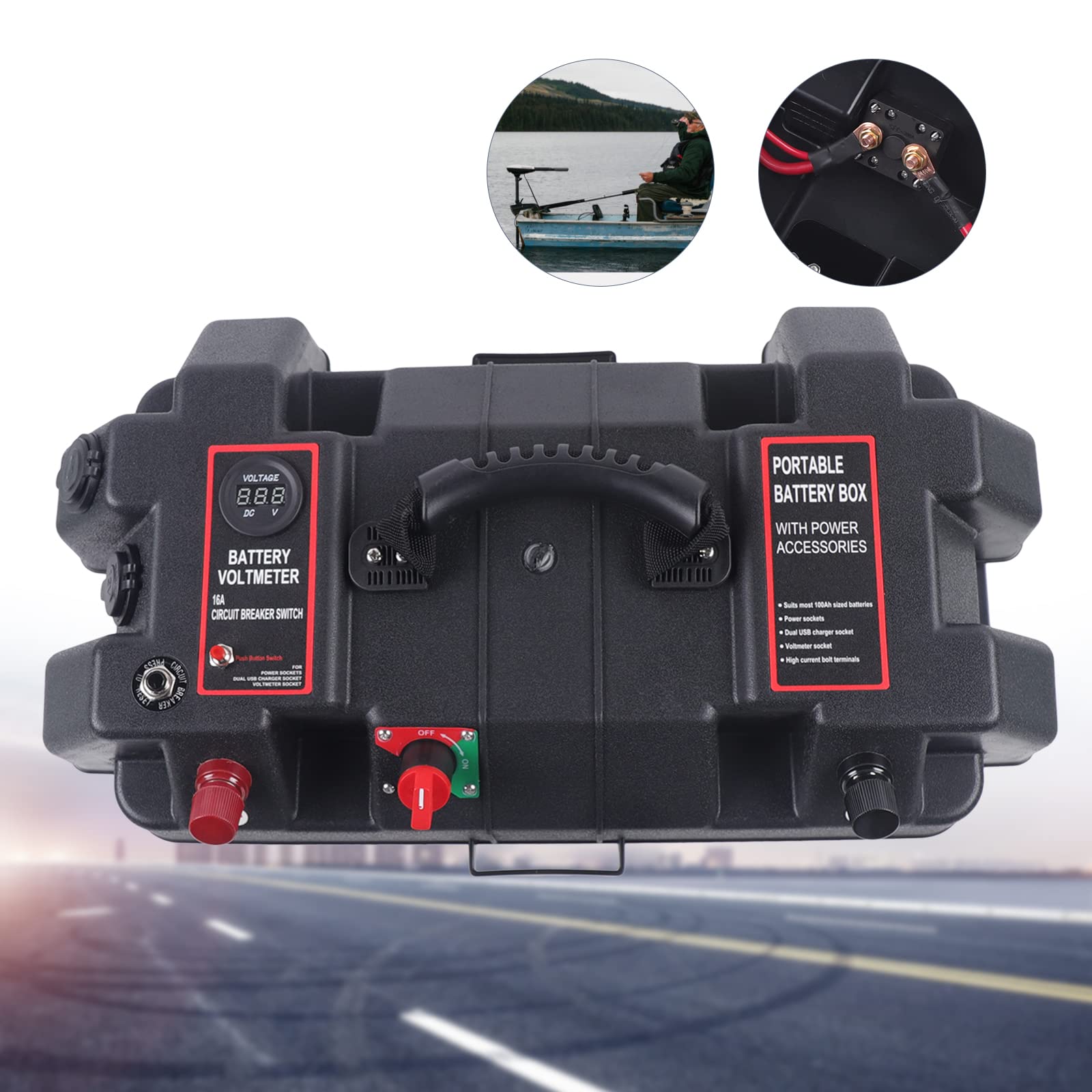 USB Power Station - Caja de batería para motor de barco, motor eléctrico, bote inflable, exterior