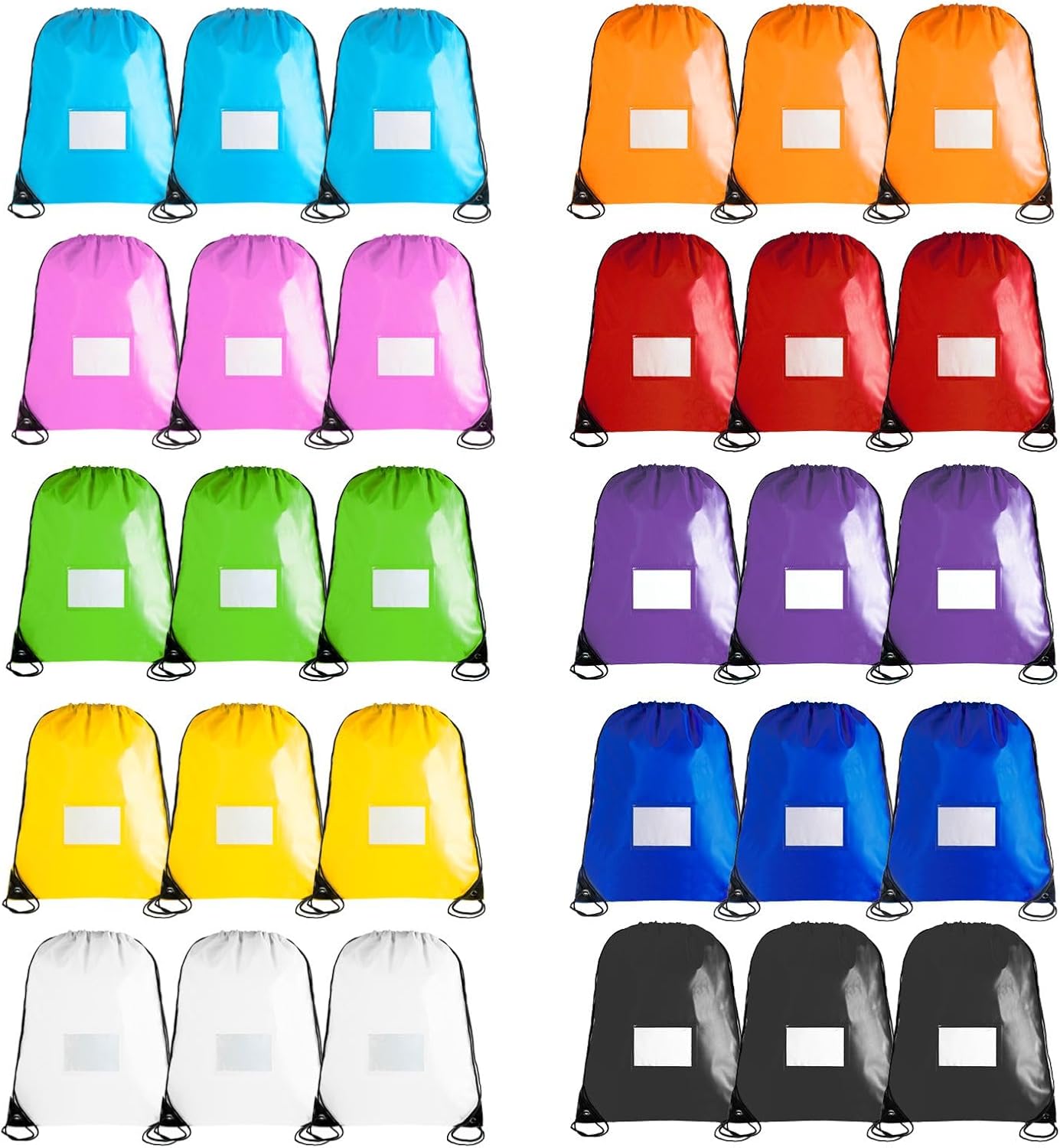 40 Drawstring Backpack Bags, 10 Colors, load15”laptop, A4 Book for working Gym and Sports