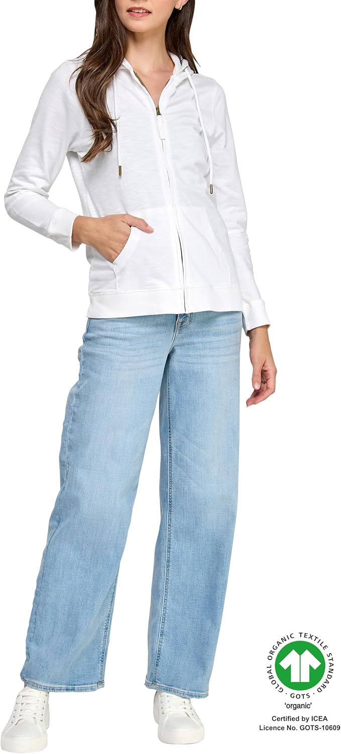 GREEN VOYAGE Women's GOTS Certified 100% Organic Cotton Lightweight Slub Sweatshirts Zip Up Hoodies Jacket with Pocket - Image 7