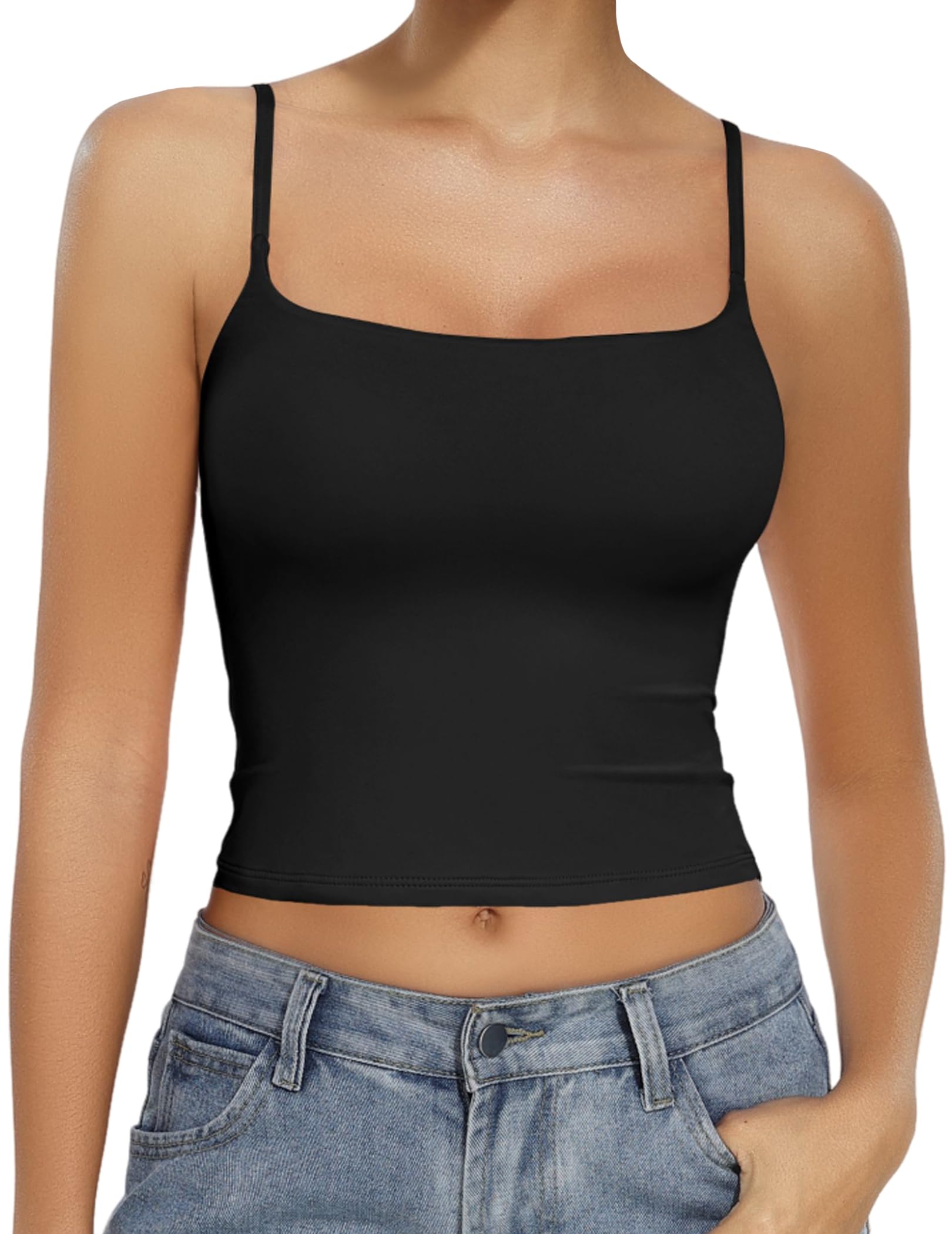 Avidlove Camisole Tank Tops for Women Square Neck Spaghetti Straps Double Lined Y2K Going Out Cami Top