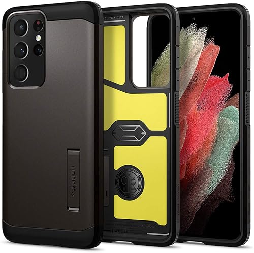 Spigen Tough Armor tecnología de protección extrema diseñada para Galaxy S21 Ultra Case (2021) - Gunmetal