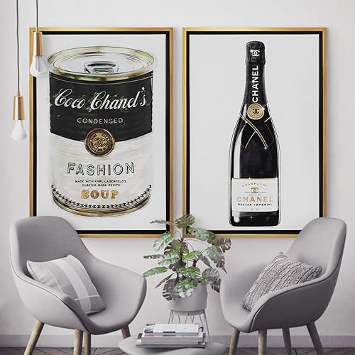 Miniatura 5 de The Oliver Gal Artist Co. Drinks and Spirits - Lienzo enmarcado para pared, diseño único de champán, 36 x 54 pulgadas, dorado, blanco