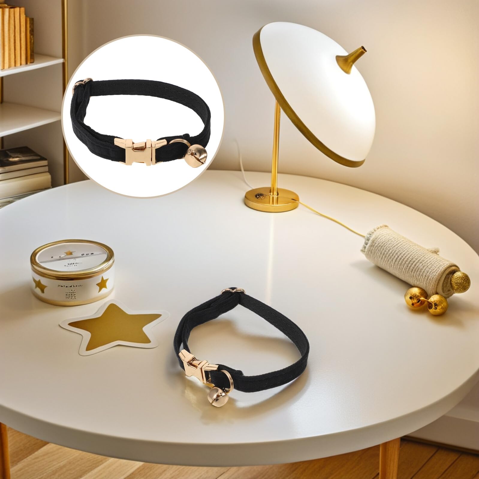 ifundom Collier Ajustable pour Chat avec Clochette Velours Doux et Fermoir Doré pour Chatons et Petits Chats