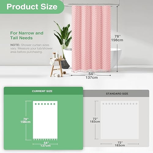 Vista 66 de Dynamene - Cortina de ducha, bohemia y rústica con rayas con chebrón en relieve, cortina texturizada para decoración de baño, juego de cortina A.