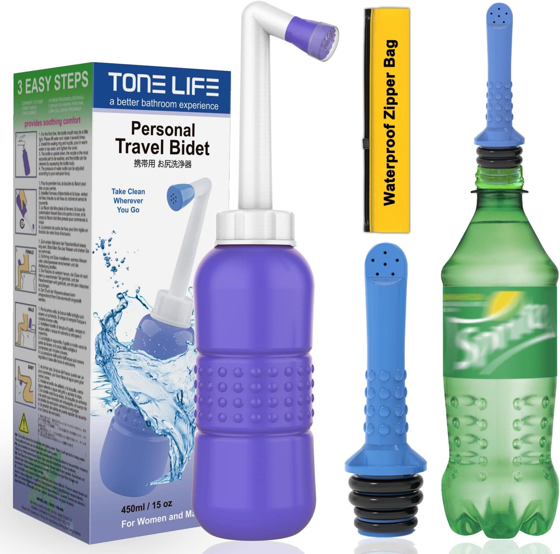 2PCS-Pack Portable Bidet Travel Bidets + Blue Backpack Bidet Camping Bidet, with Waterproof Cap + Storage Bag,Peri Bottle for Postpartum Care