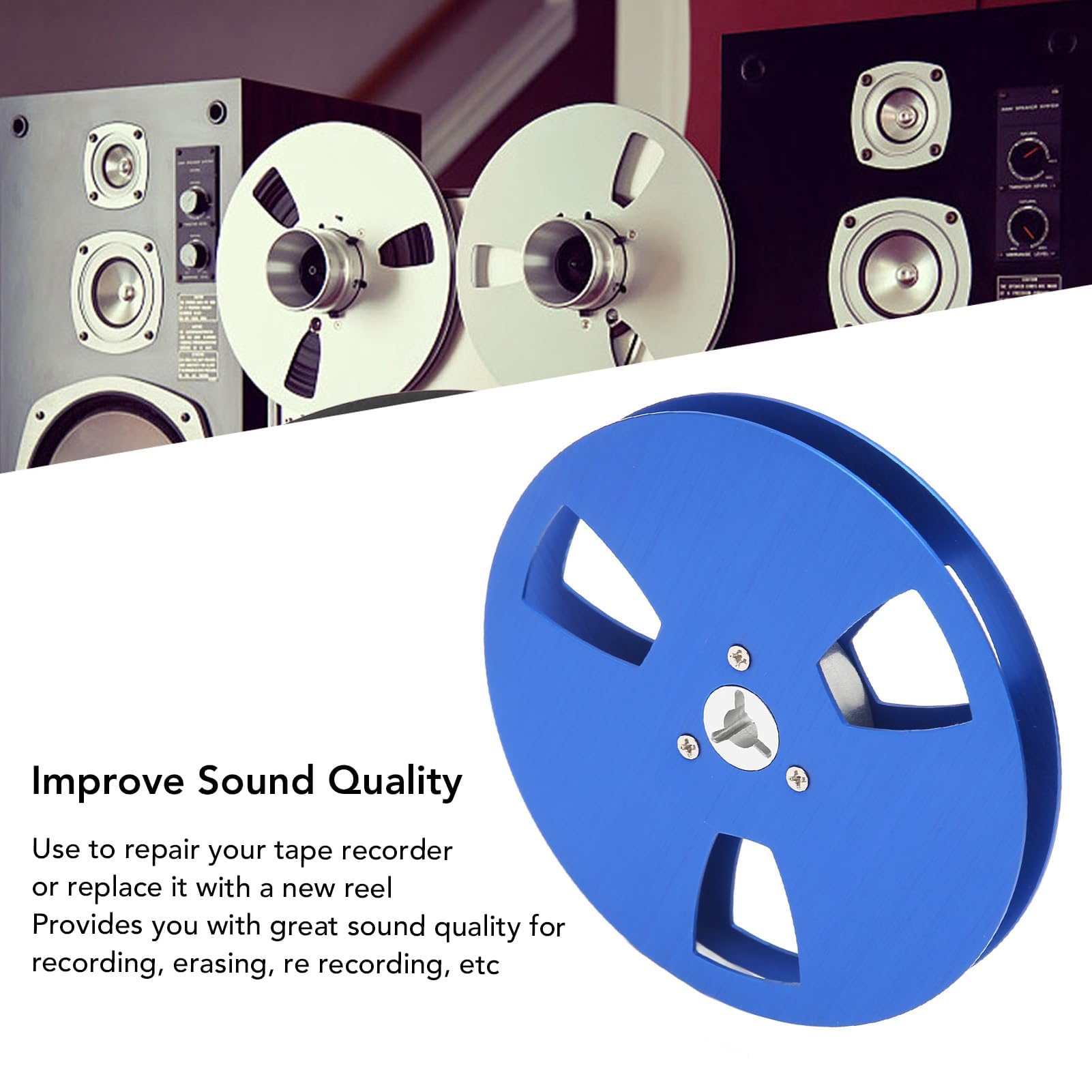 1/4 5 Zoll Leere Bandspule für Reel-to-Reel-Tonbandspieler, 3-Loch-Aluminiumlegierung, Universelle Offene Tonbandspule, Leere Tonbandspule Zum Öffnen von Maschinenteilen (Blau)