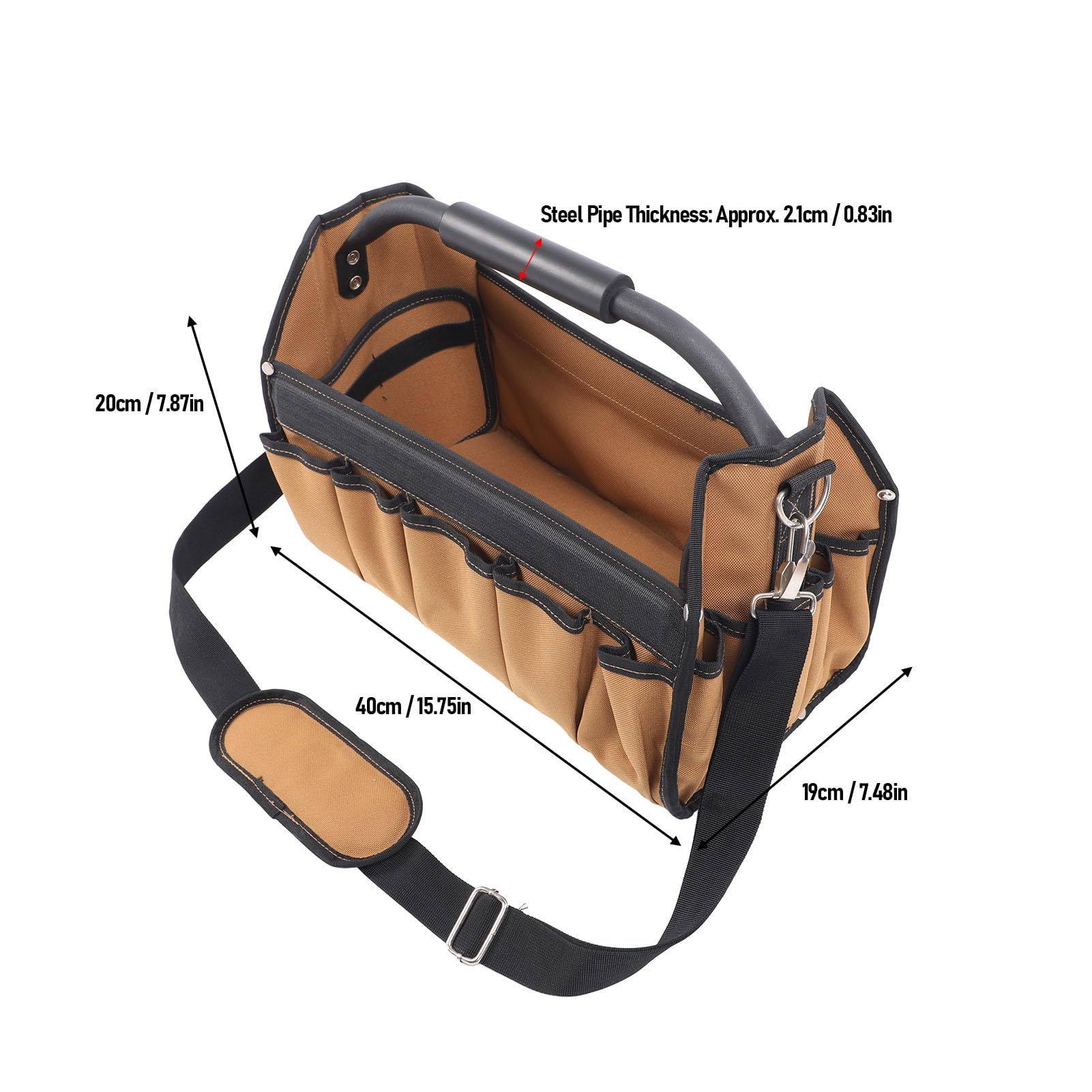Borsa per Attrezzi da Elettricista Resistente Tessuto Oxford Organizer Aperto con 32 Tasche per Riporre gli Strumenti Materiale per i lavoratori: Tessuto Oxford 1200D