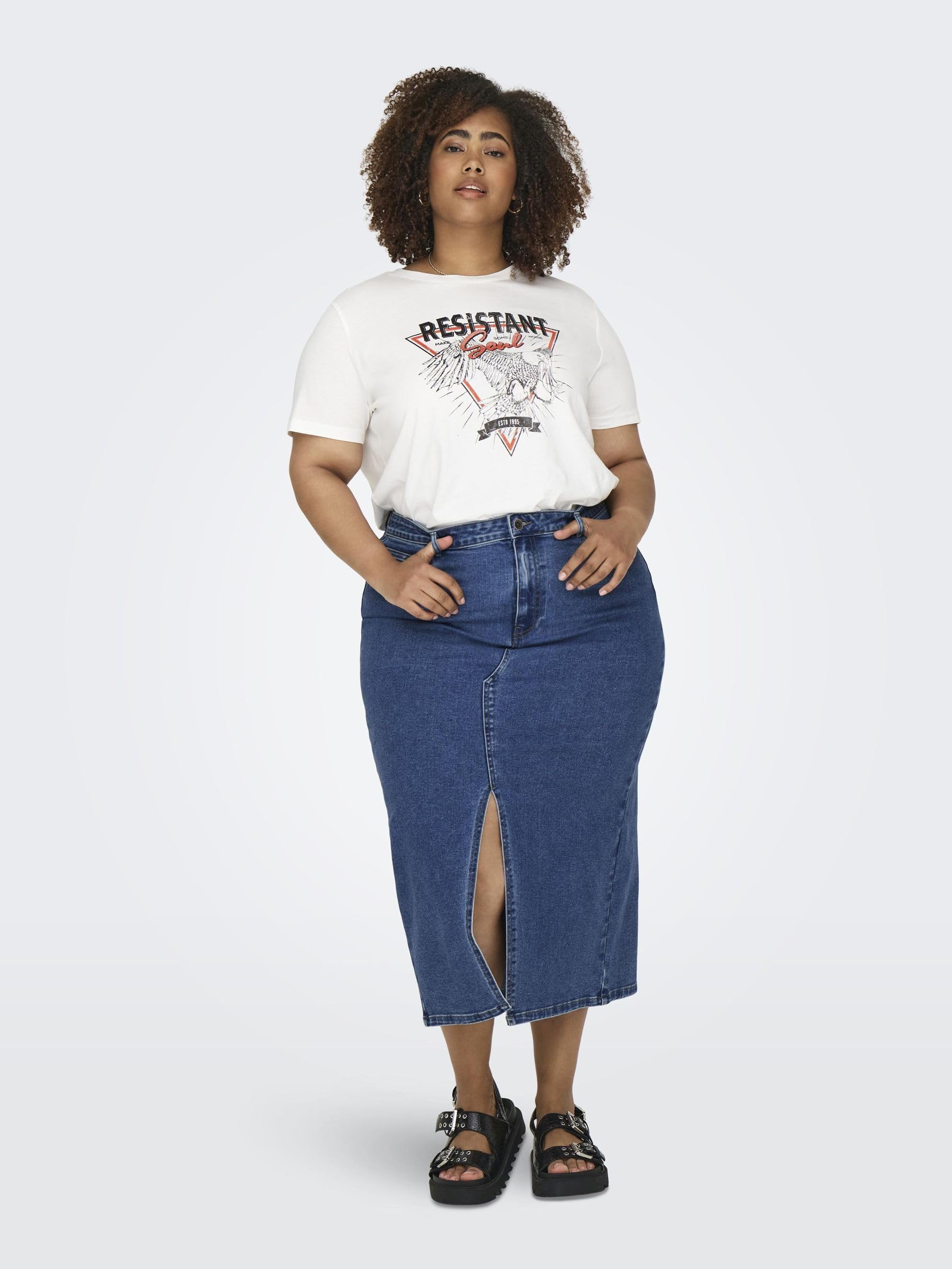 ONLY Carmakoma Carsiri Front Slit Skirt DNM Gua Noos Gonna Donna (Pacco da 1)