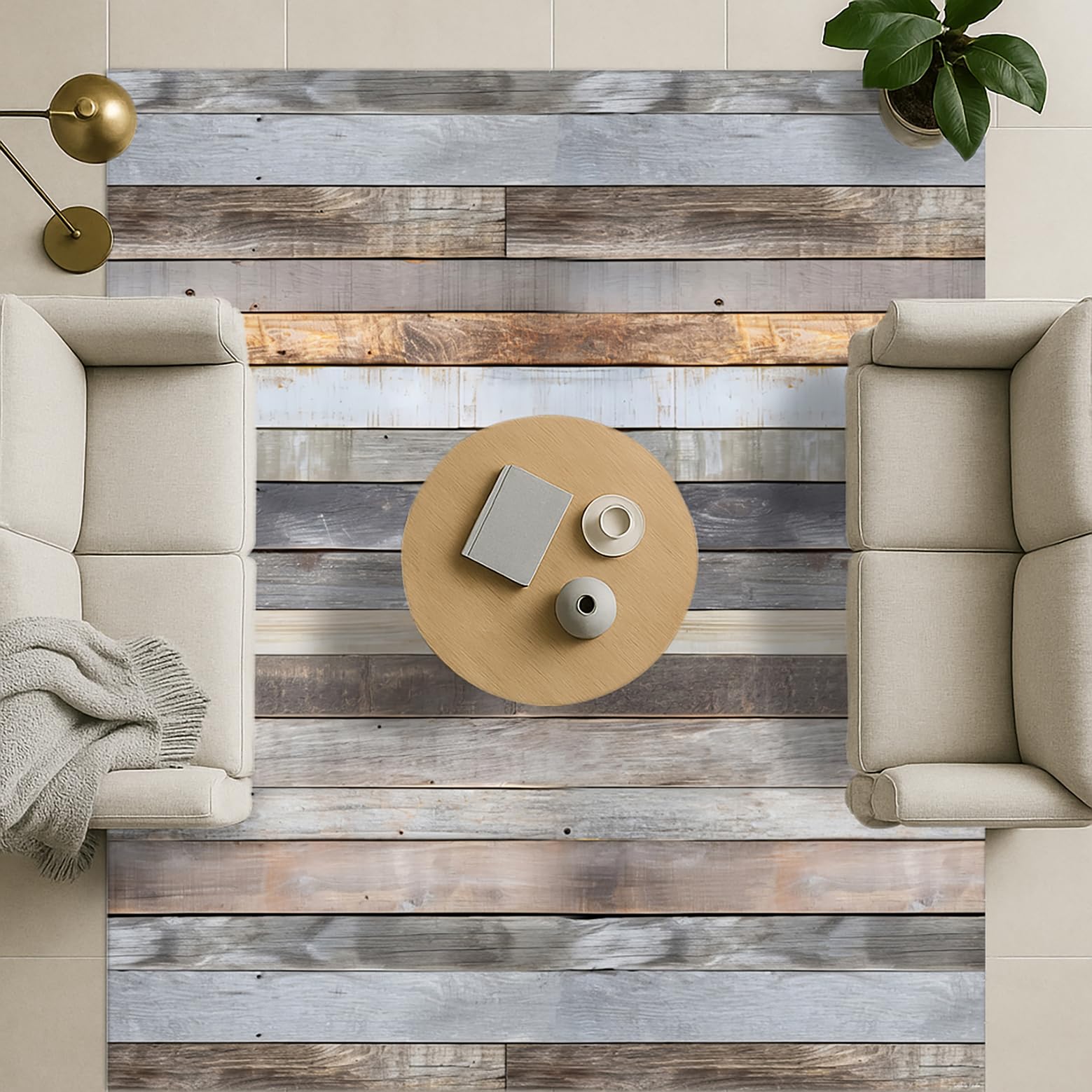 DobleUve Estudio Vinyl Teppich Oasis | Mehrfarbig | 140x200 cm | Waschbarer Rutschfester Küchenläufer | Vinylteppich Kinder | Vinylboden | Vinylteppich für Wohnzimmer