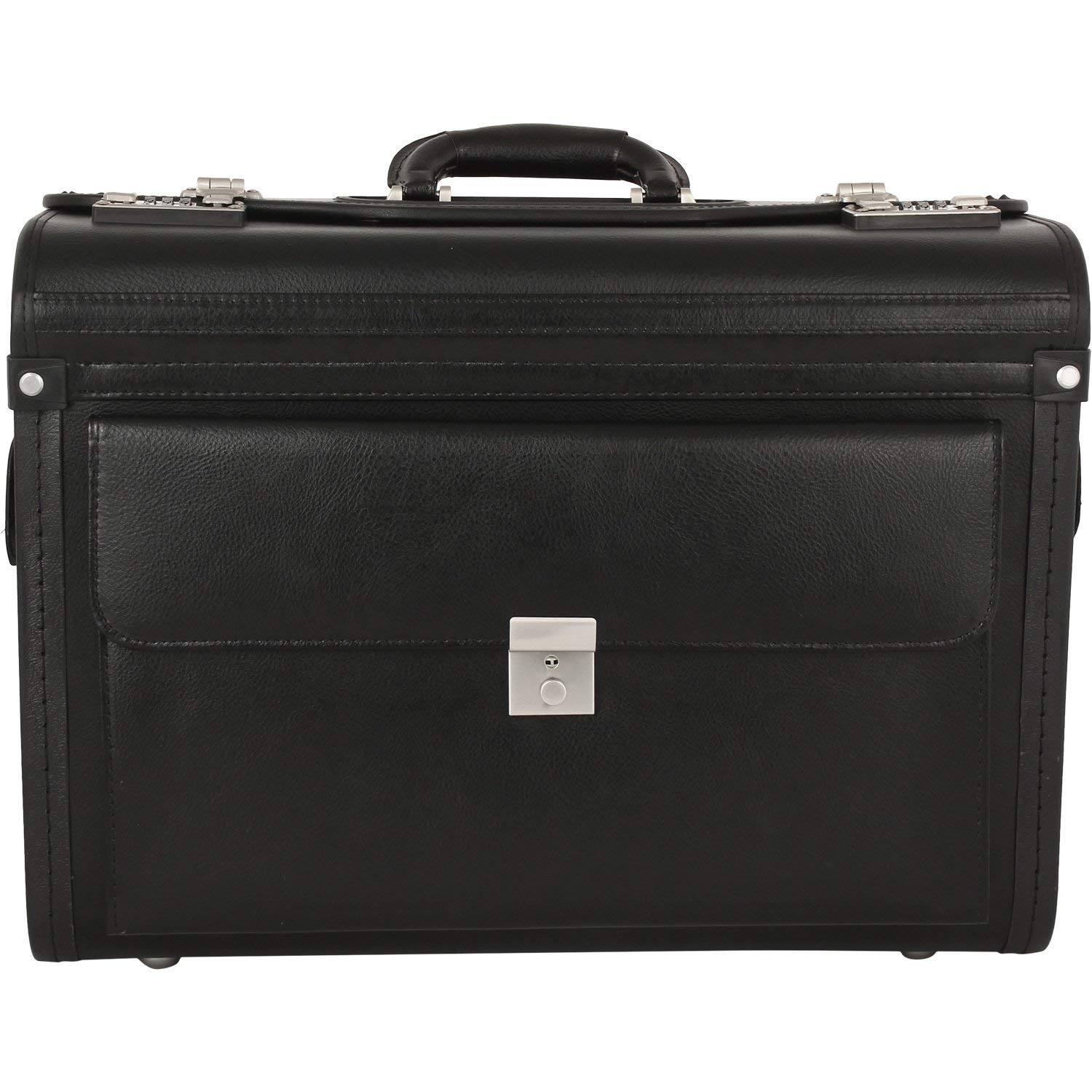 Pilotenkoffer Bowatex Aktenkoffer Business Koffer 25 L Schwarz Leder 46 x34x22cm