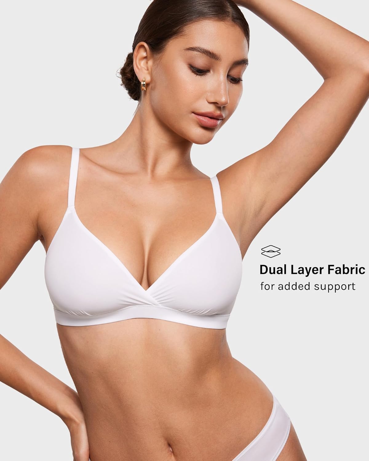 INLYRIC Women's Inbarely Triangle Bralette Comfortable Unlined V Neck Wireless Smoothing Bra Top Stretch - Image 3