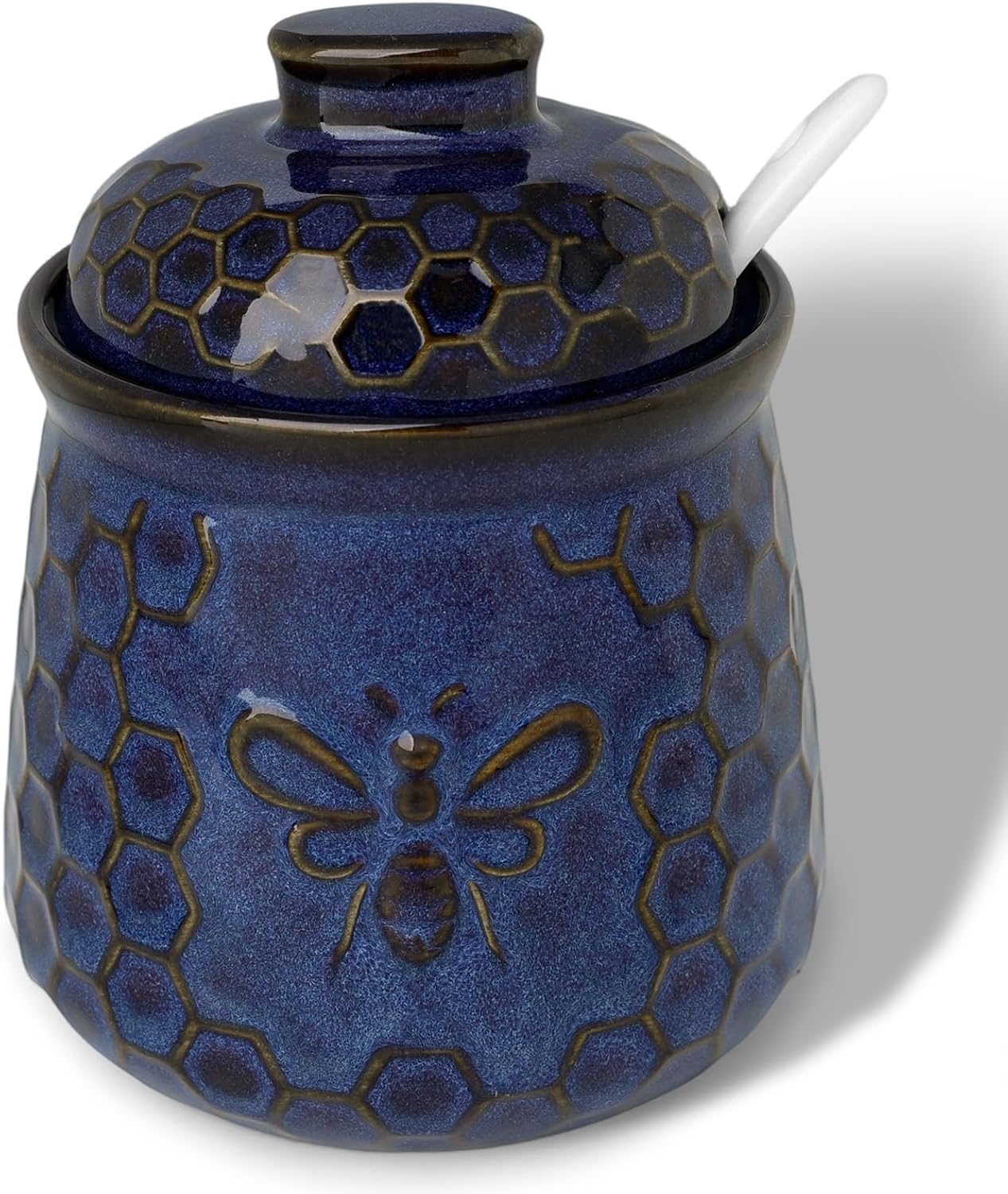 Ceramic Sugar Bowl with Lid and Spoon, 10oz Sugar Jar for Counter, White
