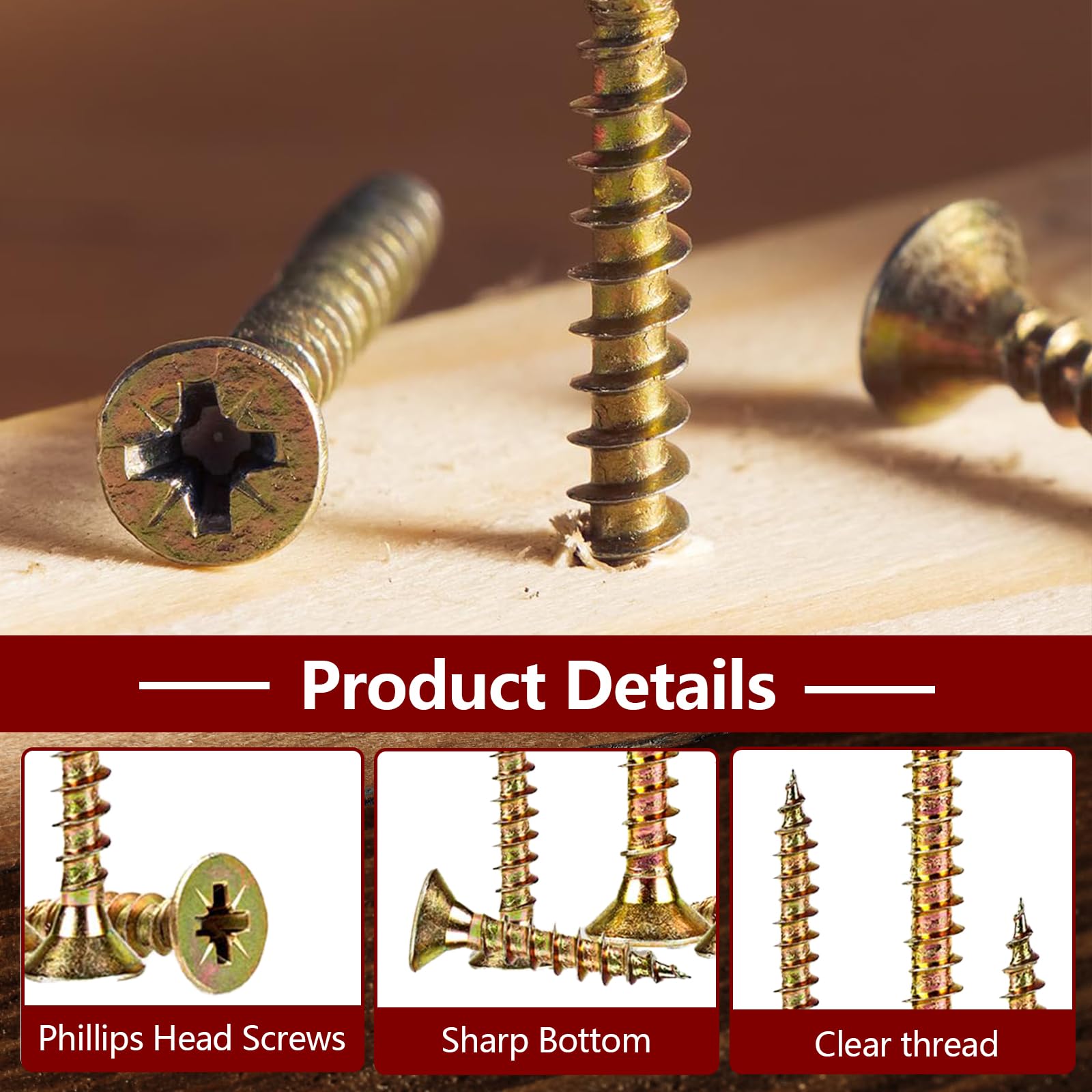 SXTDKMJ Wood Screws, 420PCS Assorted M3, M3.5, M4 Screws for Wood Color Zinc, Phillips Head, DIY Furniture Repairs - Image 4