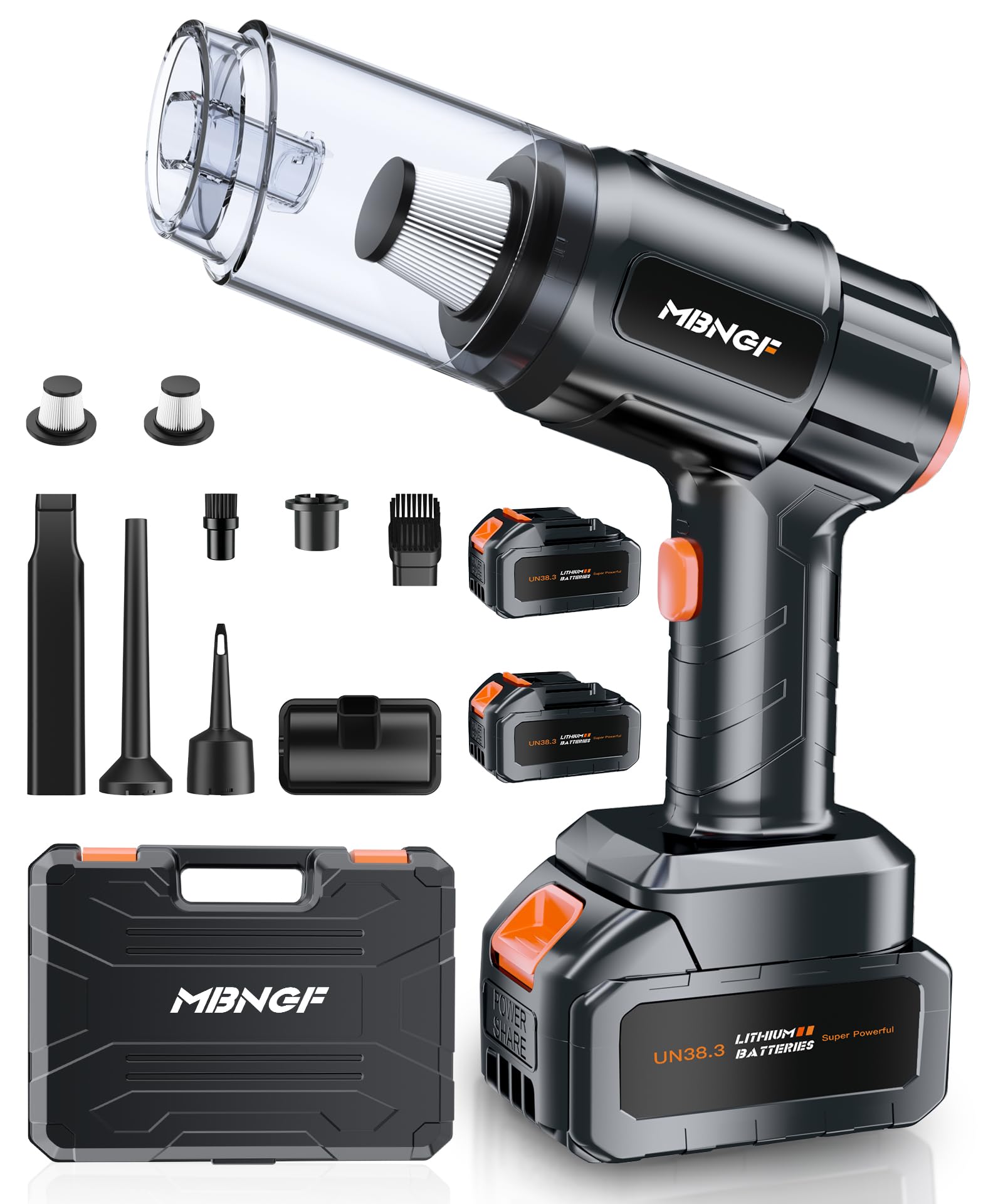 MBNGF Car Vacuum Portable Cordless, 50000PA High Power Suction & Blower, Handheld Vacuum Cleaner for Car, Home, Office, Birthday Gifts for Men Dad Husband (True Black)