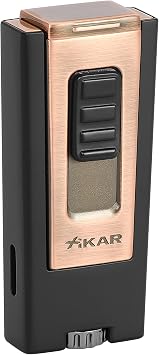 Xikar Trezo Lighter, Inline Triple Jet Flame, Piezo Ignition, Protective Lid, Oversized Adjustment Wheel, Black/Bronze