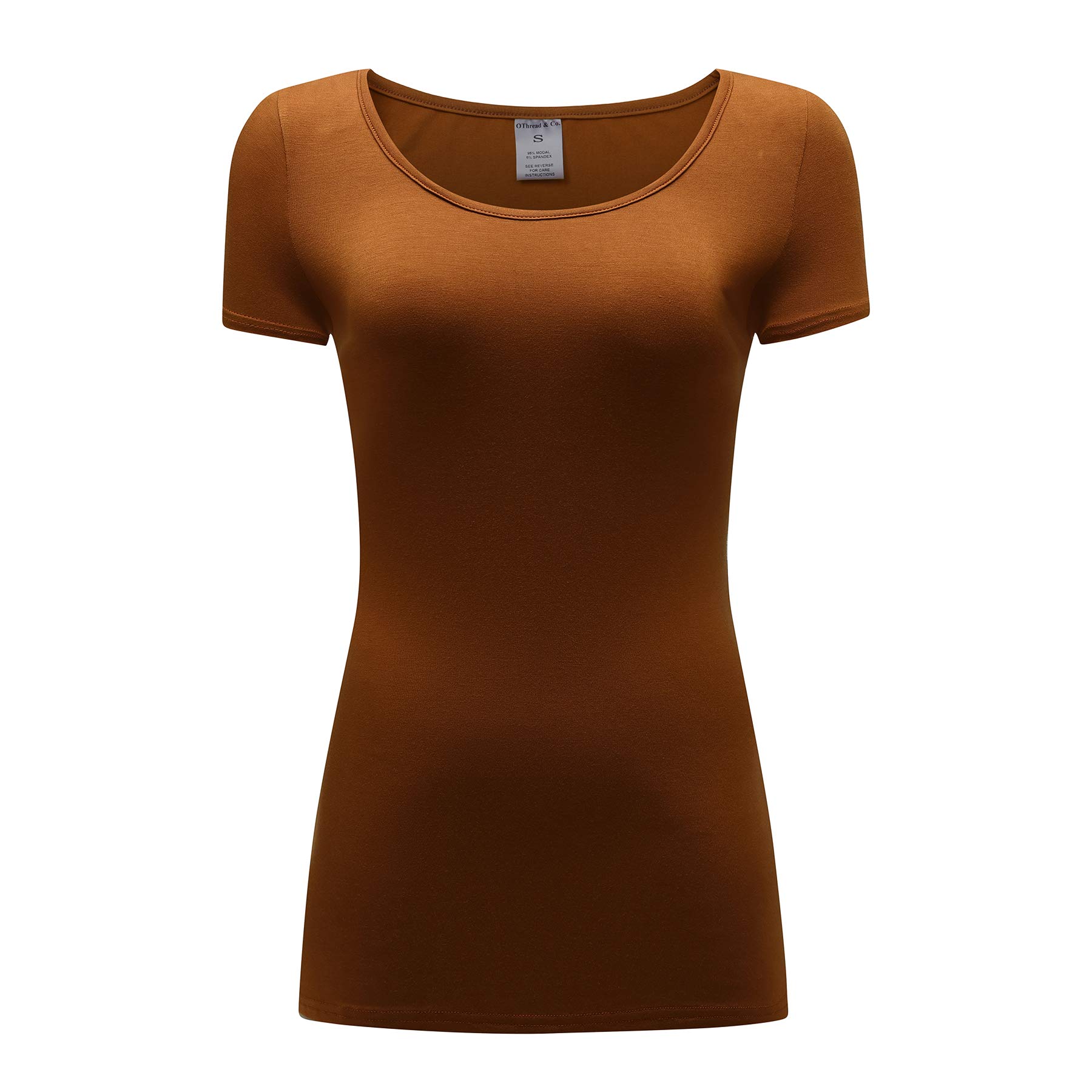 OThread & Co.Women's Short Sleeve T-Shirt Scoop Neck Basic Layer Stretchy Shirts