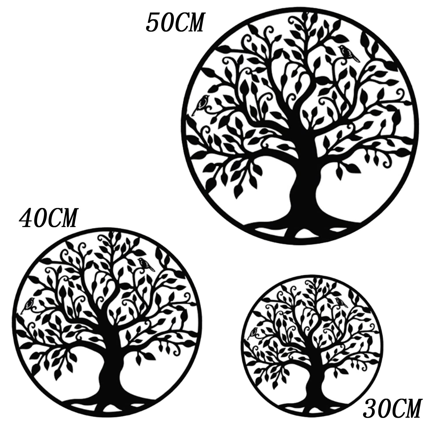 Árbol de la vida de metal para colgar en la pared, 50 cm, decoración de hierro para el hogar, sala de estar, decoración interior y exterior