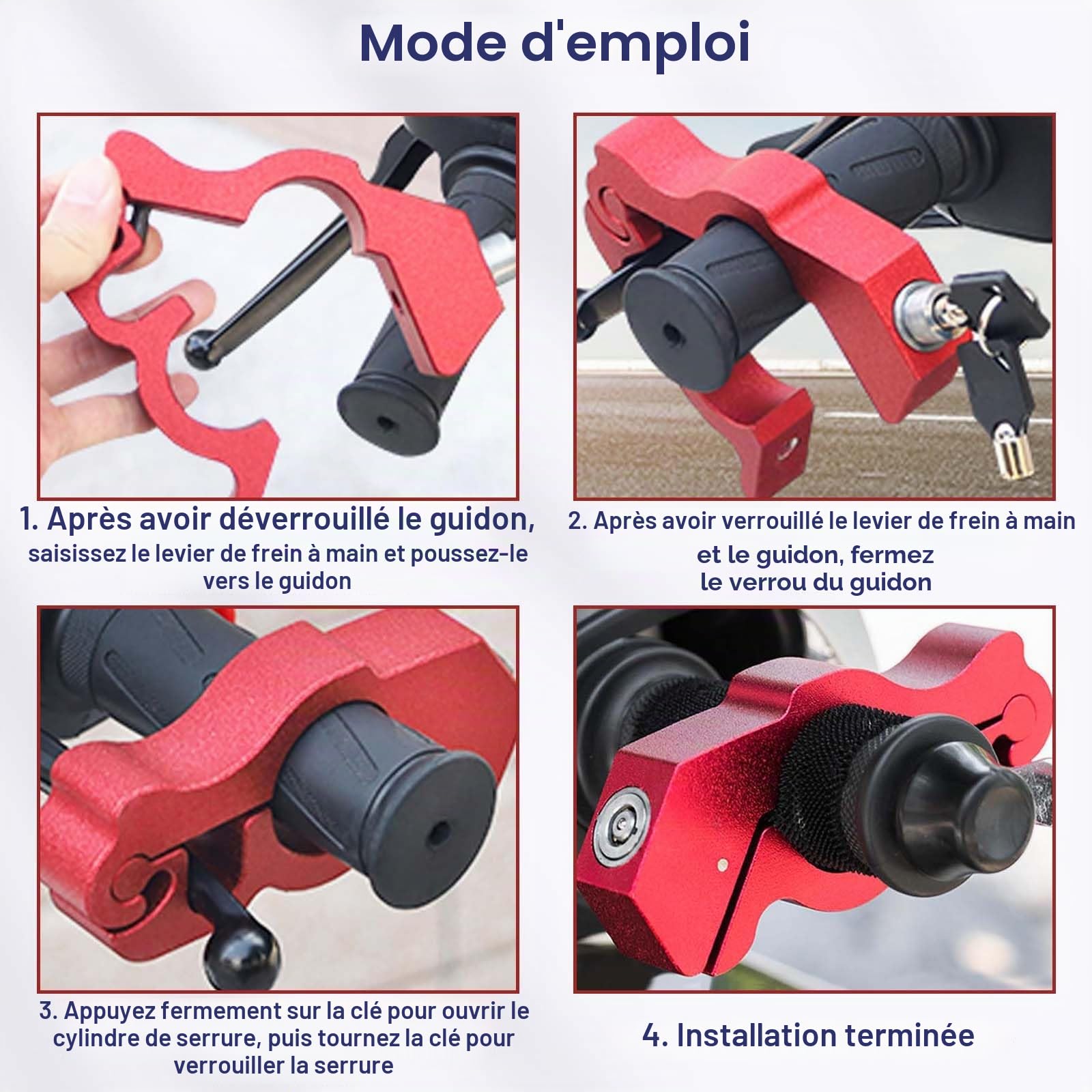 2 pièces Antivol de poignée,Antivol de sécurité pour Guidon,Antivol de Frein,Antivol de Frein de Moto,Antivol de Moto Universel,Antivol de Guidon de Moto,Convient aux Scooters, vélos, Motos