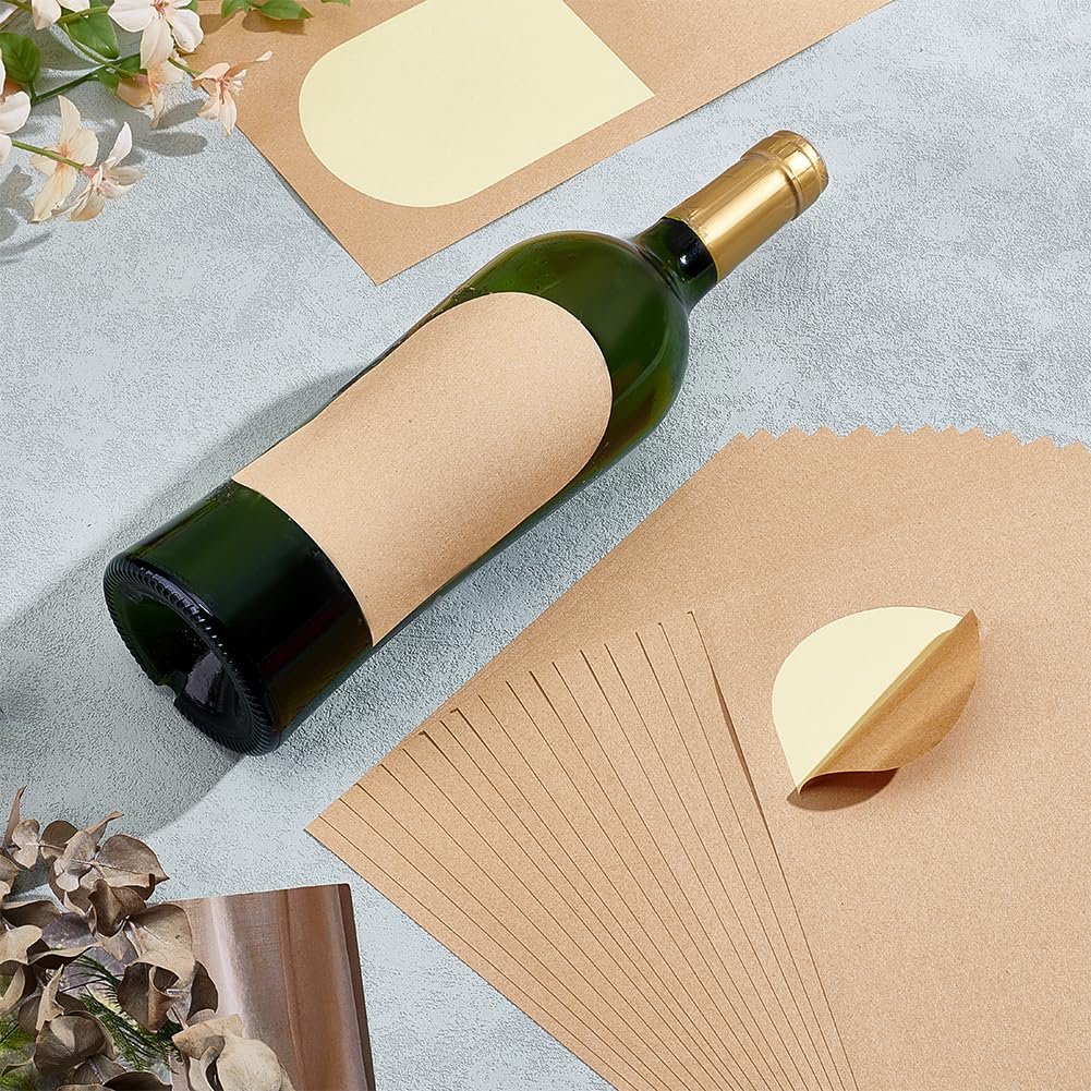 PH PandaHall 80pcs Wine Bottle Labels Writable Wine Bottles Arched Bottle Label Stickers for Lazer Write Blank Waterproof Kraft Labels for Jar Tins Sealing Home Chateau Wedding 4.7x3.5 Inch - Image 4