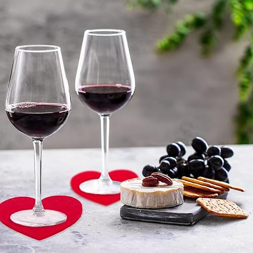 Miniatura 4 de Whaline Juego de 8 posavasos de fieltro para el día de San Valentín posavasos con forma de corazón antideslizantes absorbentes para protección de