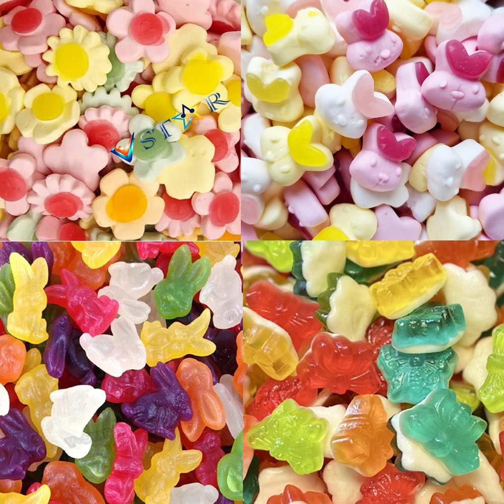 VSTAR Easter Mixed Rabbit Heads,Happy Flowers,Bunnies & Butterflies Fruit flavour sweets (1kg)