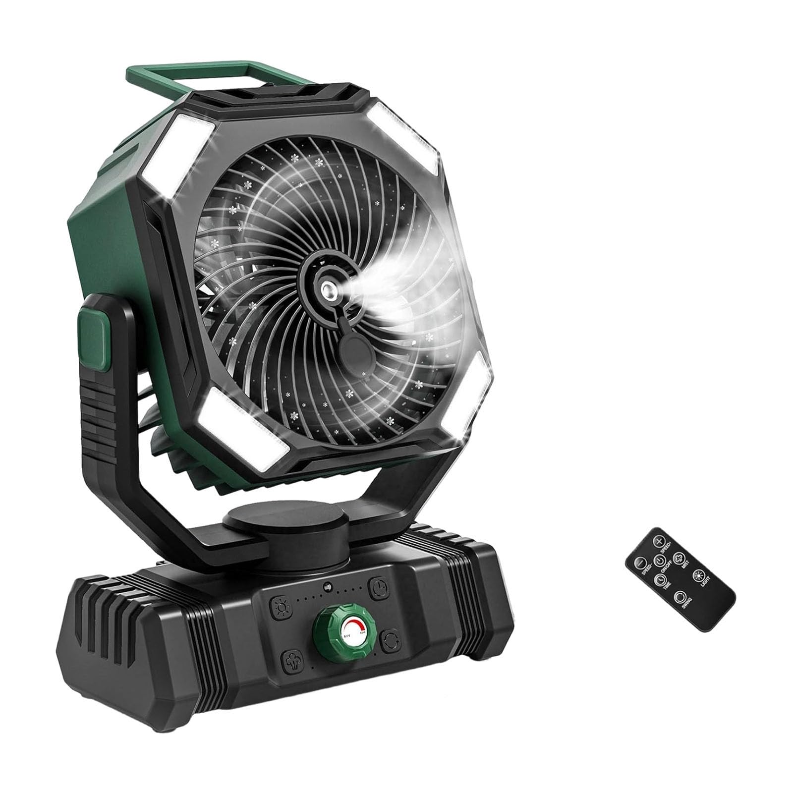 FROMCEO Weight Camping Fan Air Circulators Outdoor Ventilador Outdoor Tent Fan with LED Light Portable Misting Tool Cooling