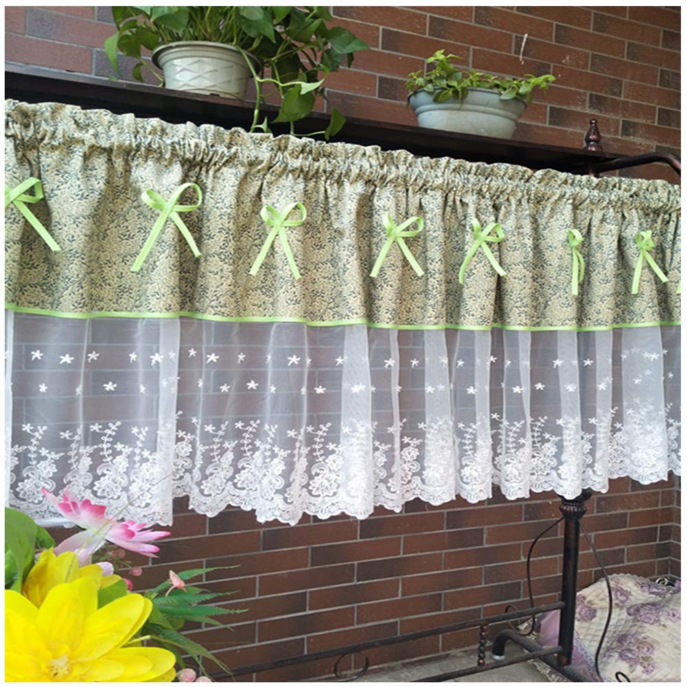 Cortina corta de encaje y diseño floral para puerta de armario o partición de cocina