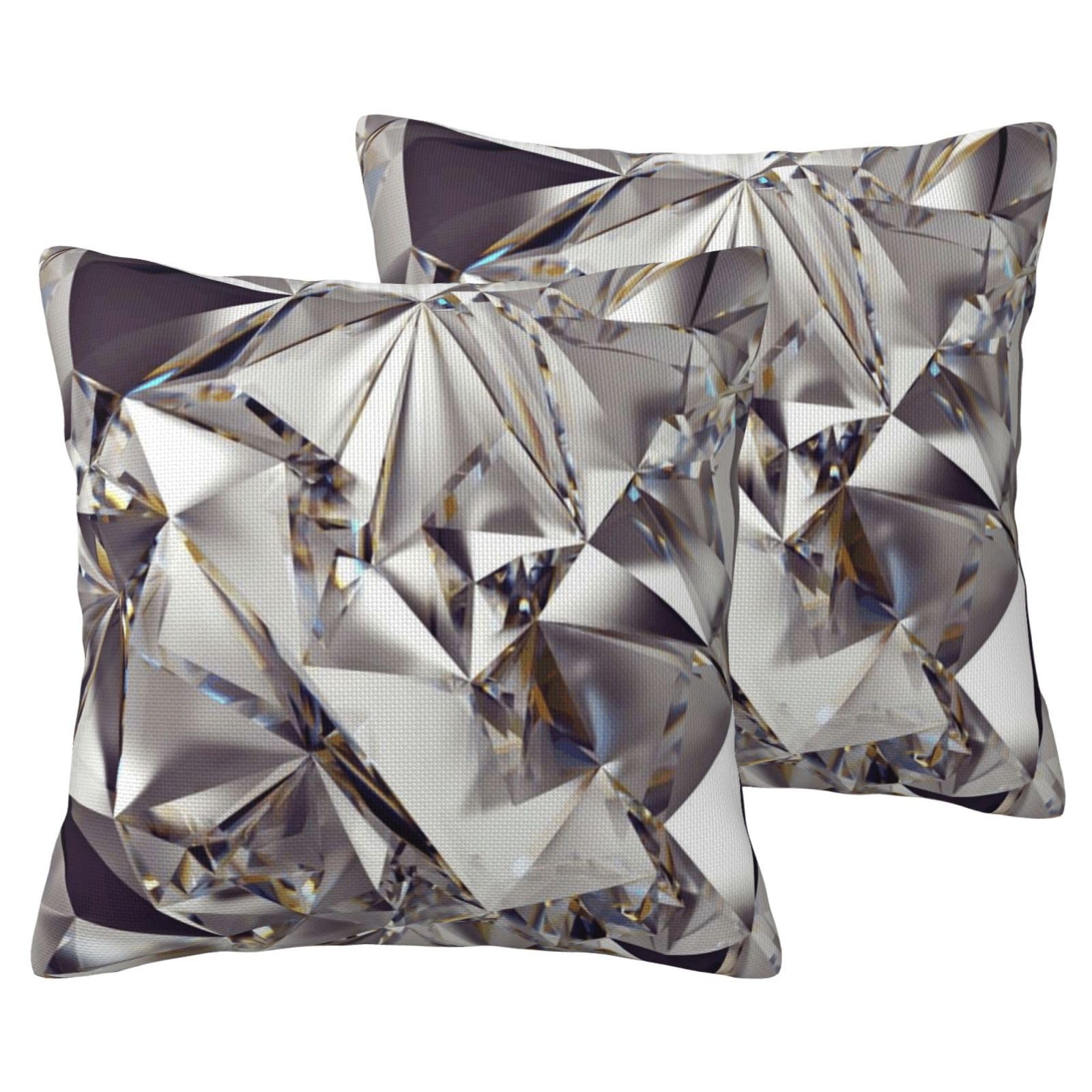 Housses de coussin en lin motif diamant lot de 2 décorations pour canapé beige 45x45cm