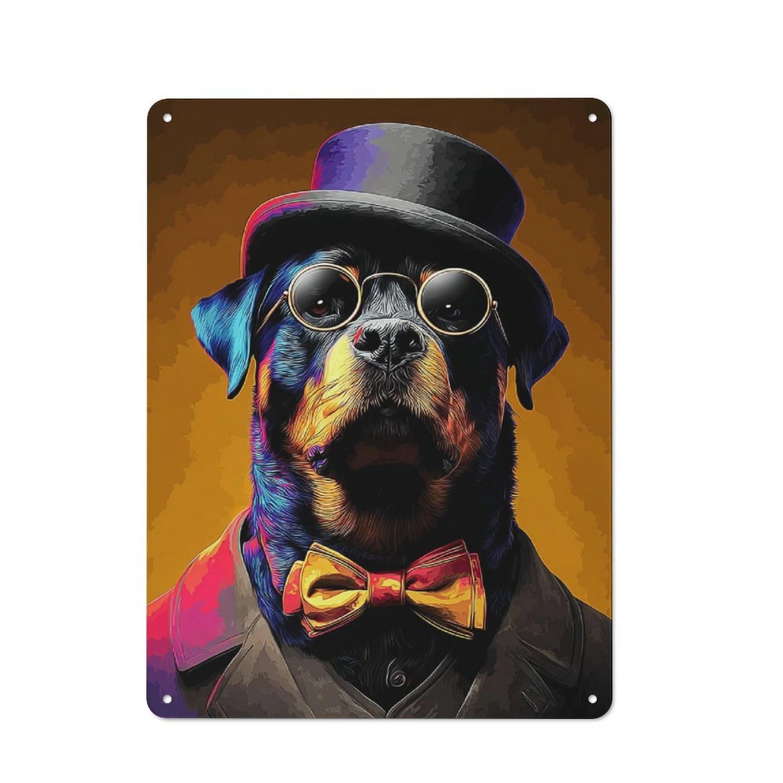 Junmoney Stylish Dog Portrait Artwork Tin Wall Plaque 40X30cm With For Café Or Restaurant, Suited To Restaurant Decor Fans