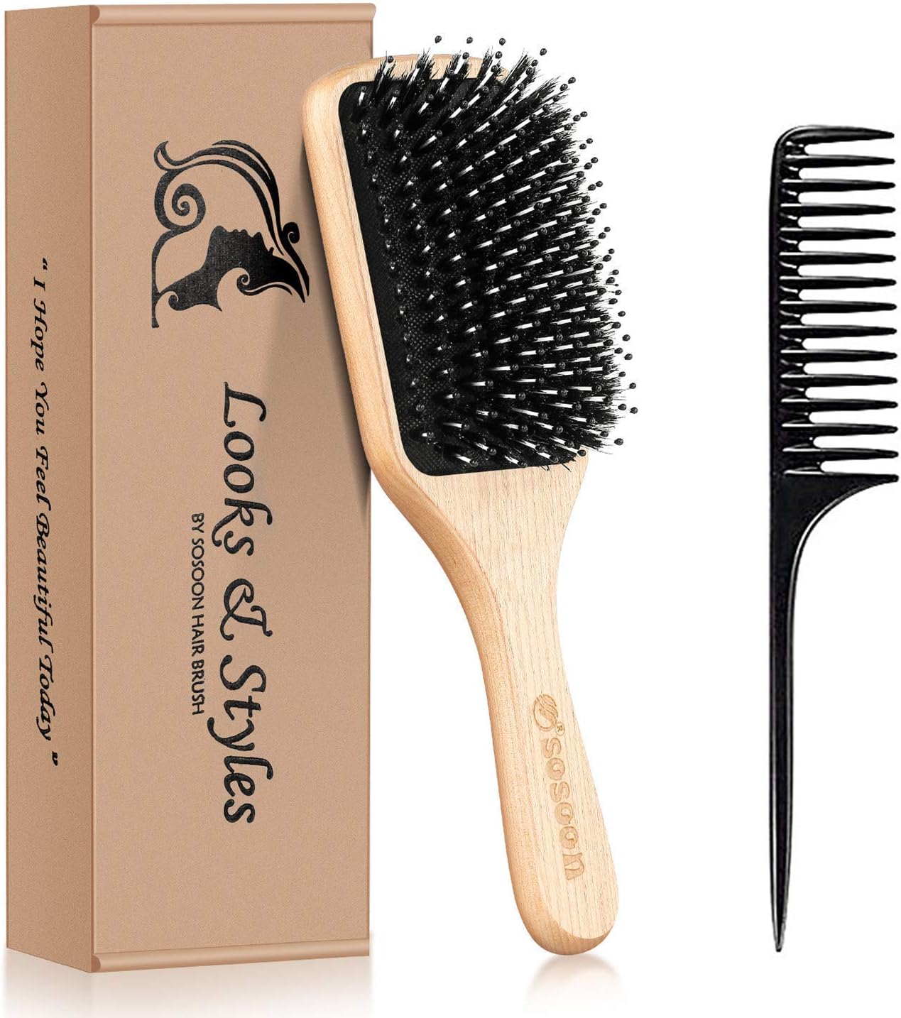 L’ange Hair Siena Paddle Nylon/Boar Brush Helps Groom