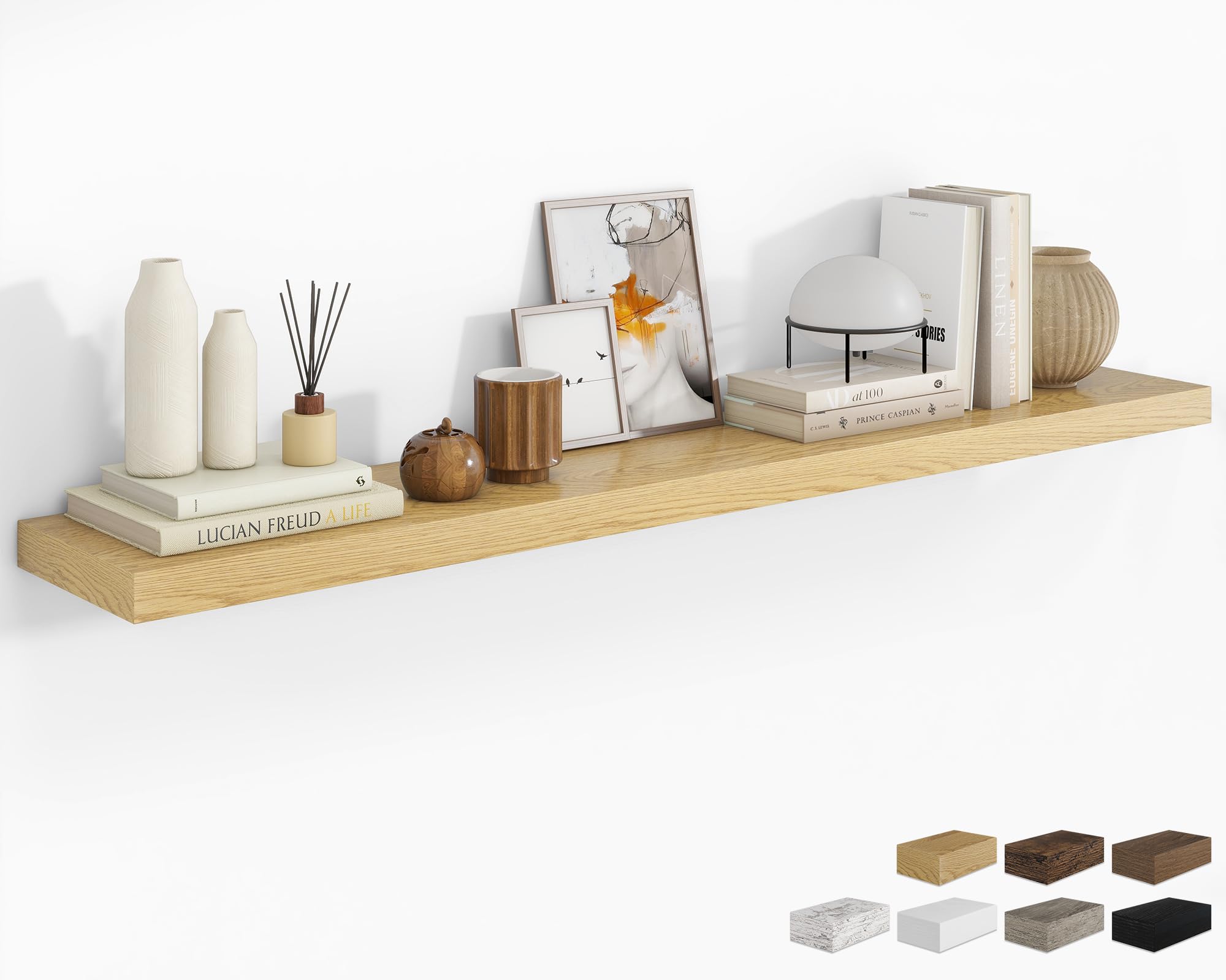 RICHFOCUS 72Inch Floating Shelves for Wall 1Pack, Oak, 8" Deep