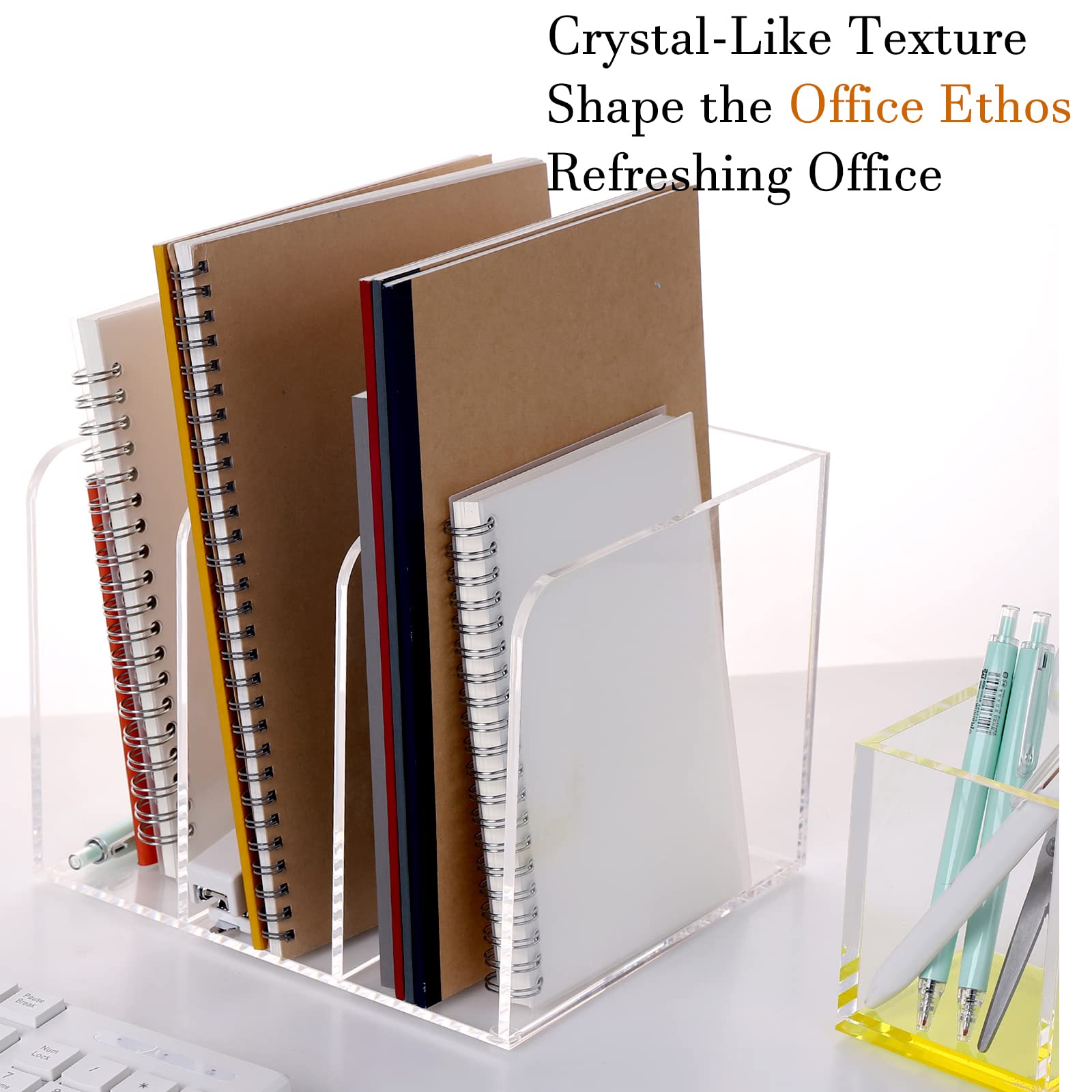 Magazine Holder, Clear Plastic Vertical File Magazine Organizer Desktop File Magazine Book Storage Shelf For Office Desk 2pcs P 53010038 - View #4