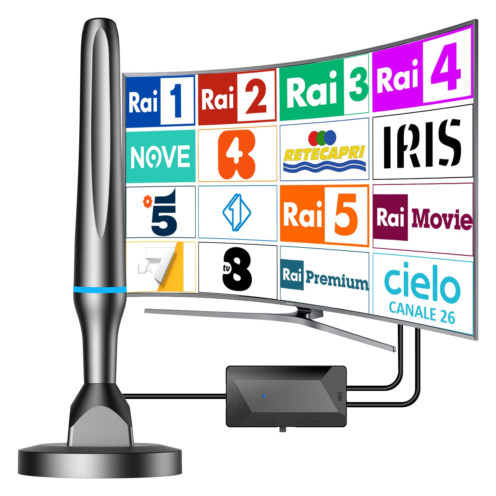 Antenna TV Da Interno Digitale HDTV 4K 1080P HD VHF UHF Con