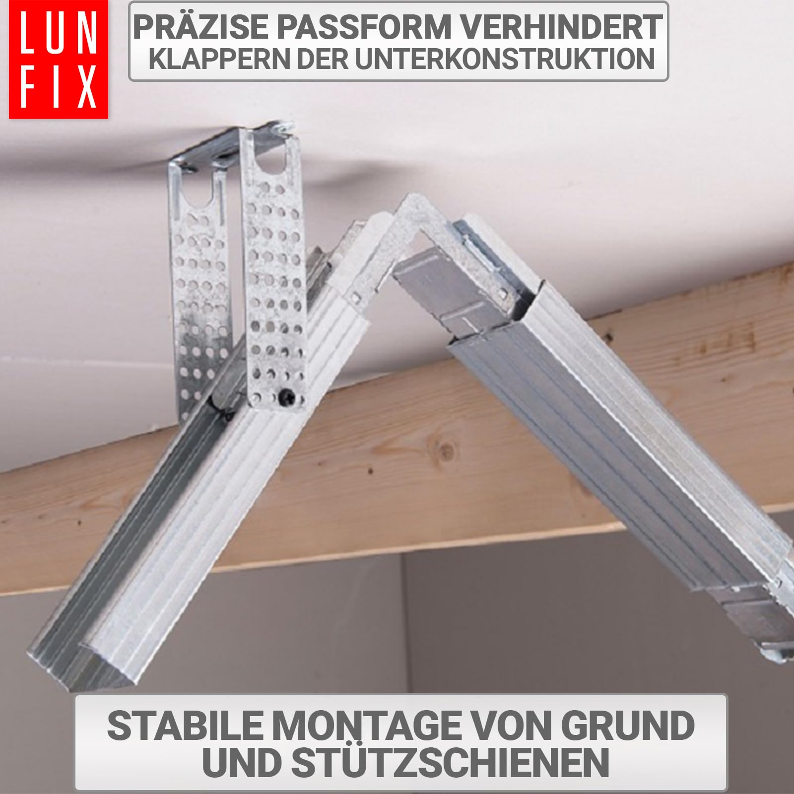Gancio diretto 60/225 mm per cartongesso, staffa soffitto CD 60/27, supporto profilo, gancio a U acciaio 0,8 mm, montaggio preciso, 100 pezzi
