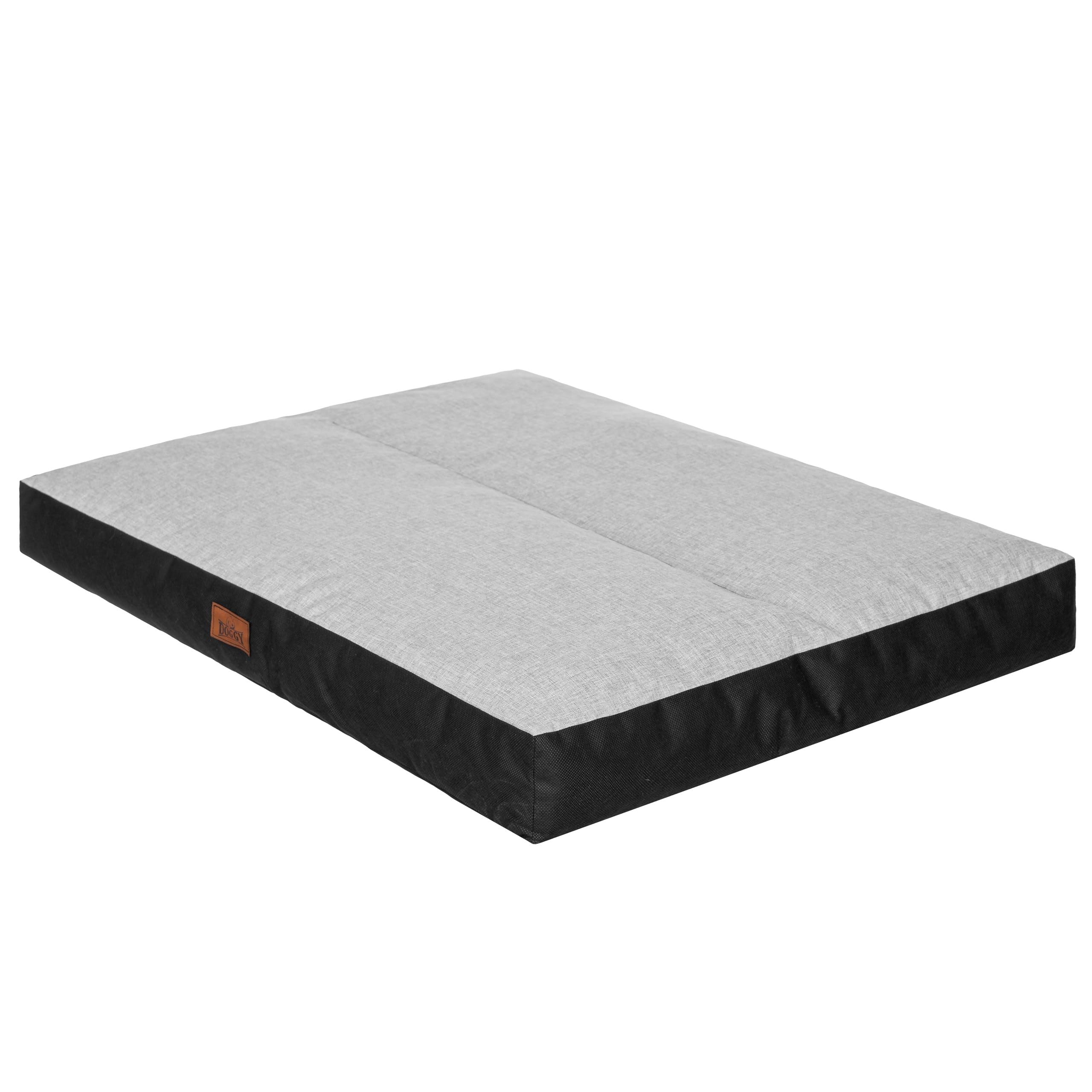 DOGGY Cojín para perros mullido, lavable, mullido, cama para mascotas, colchón para perros grandes, XL, 110 x 90 cm, cama para perros, cojín para perros, cama para mascotas, lino sintético gris ceniza