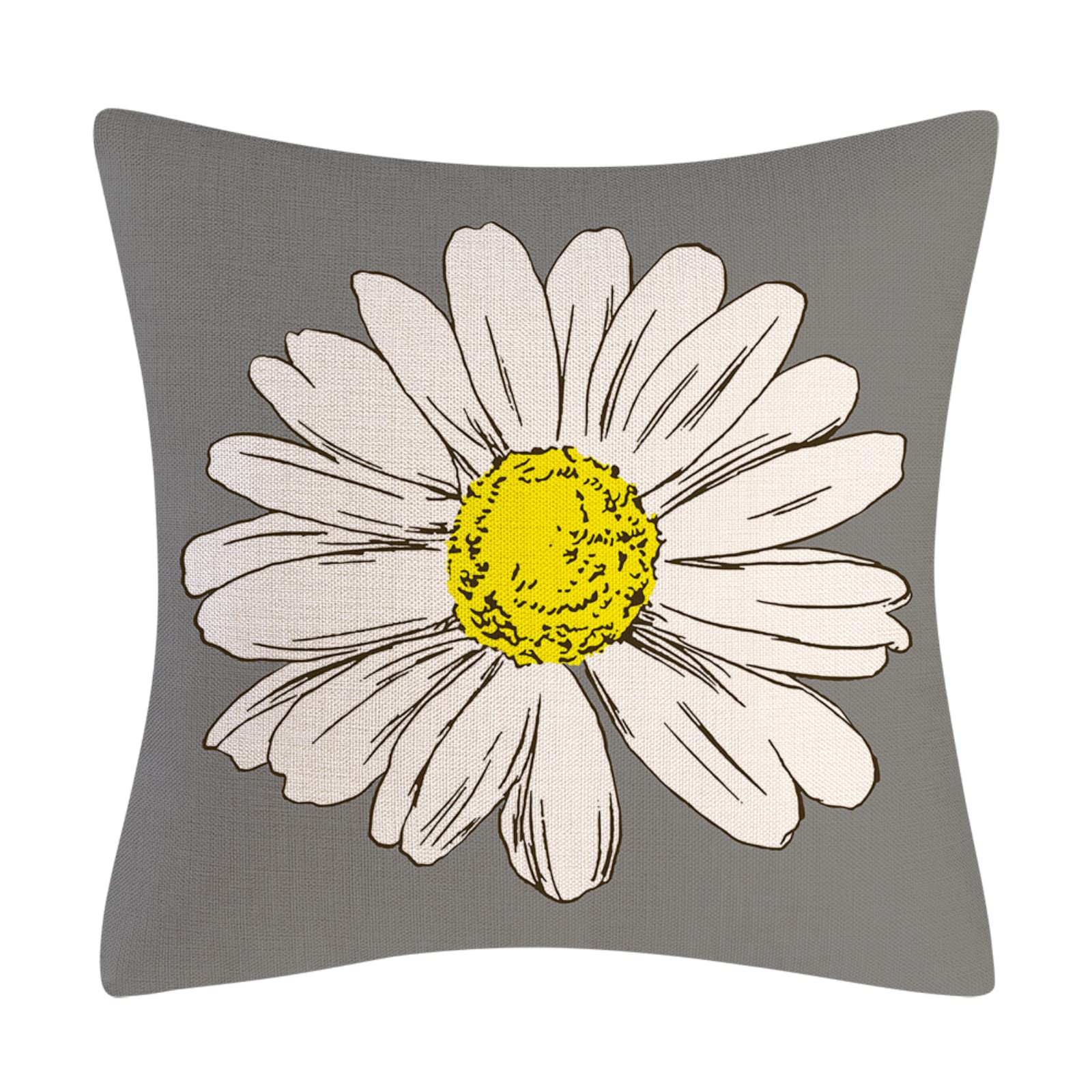 Set di 4 federe per cuscino a forma di margherita, in lino, 40 x 45 cm, per divano letto, casa, auto, giardino, idea regalo (grigio)