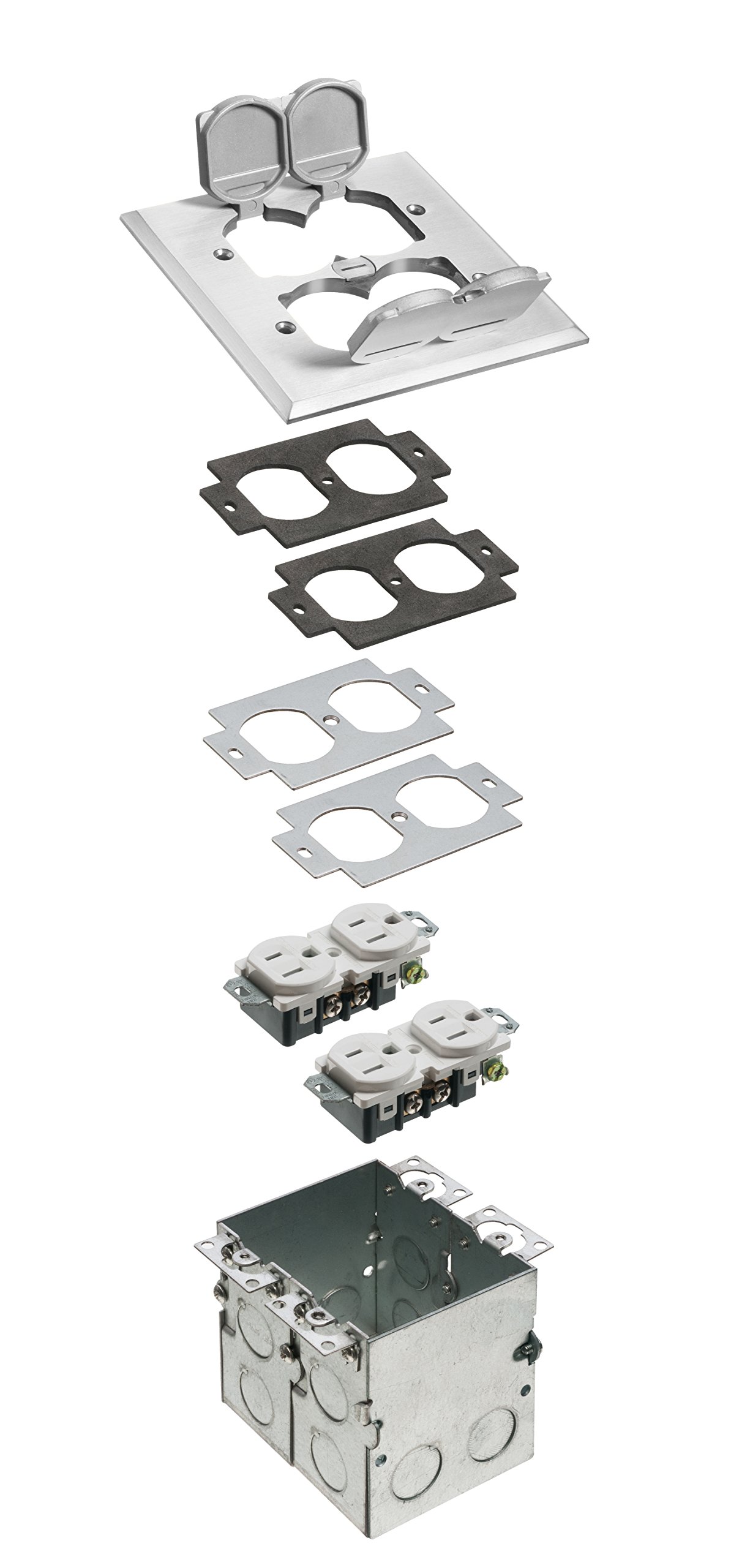 Arlington Industries FLB5552MB-1 Kit Boîtier de Sol Double Laiton avec Cloison Basse Tension
