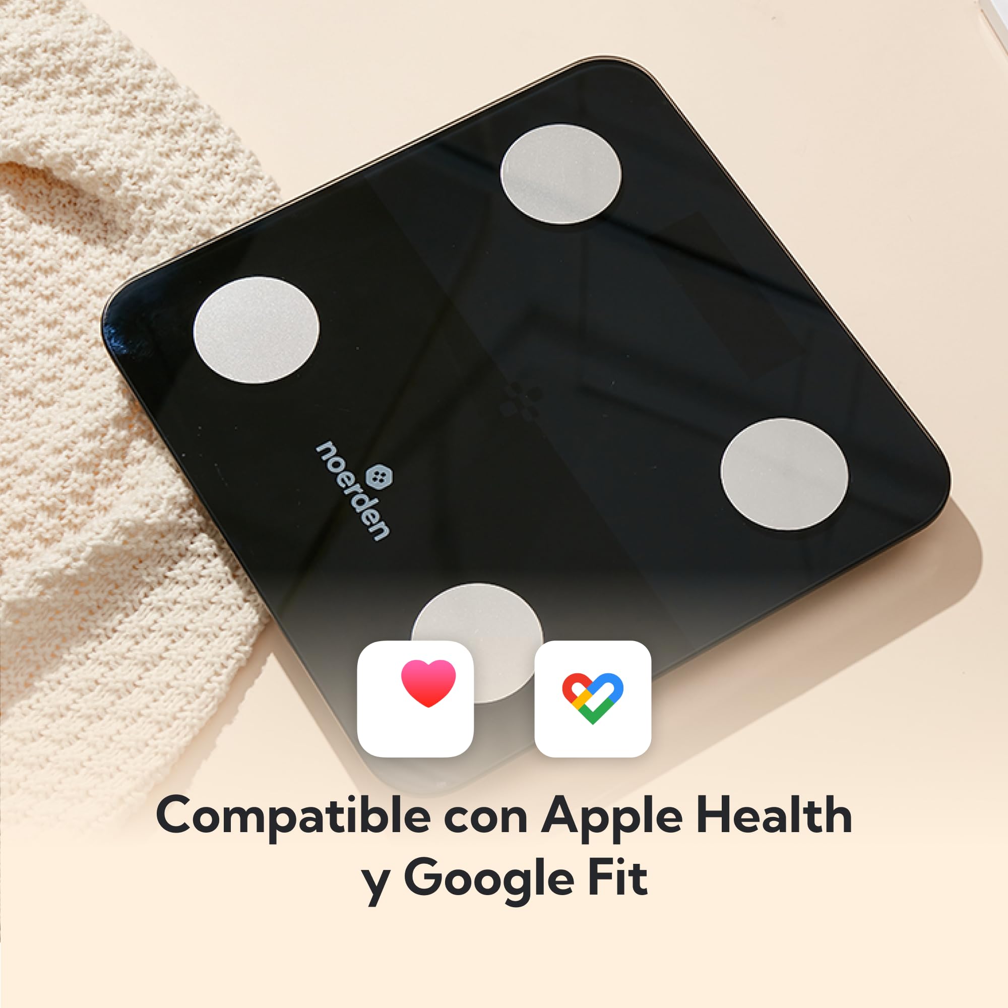 NOERDEN MINIMI+ Báscula de Baño Inteligente | Análisis Corporal por Bioimpedancia | Compatible con App | Negro
