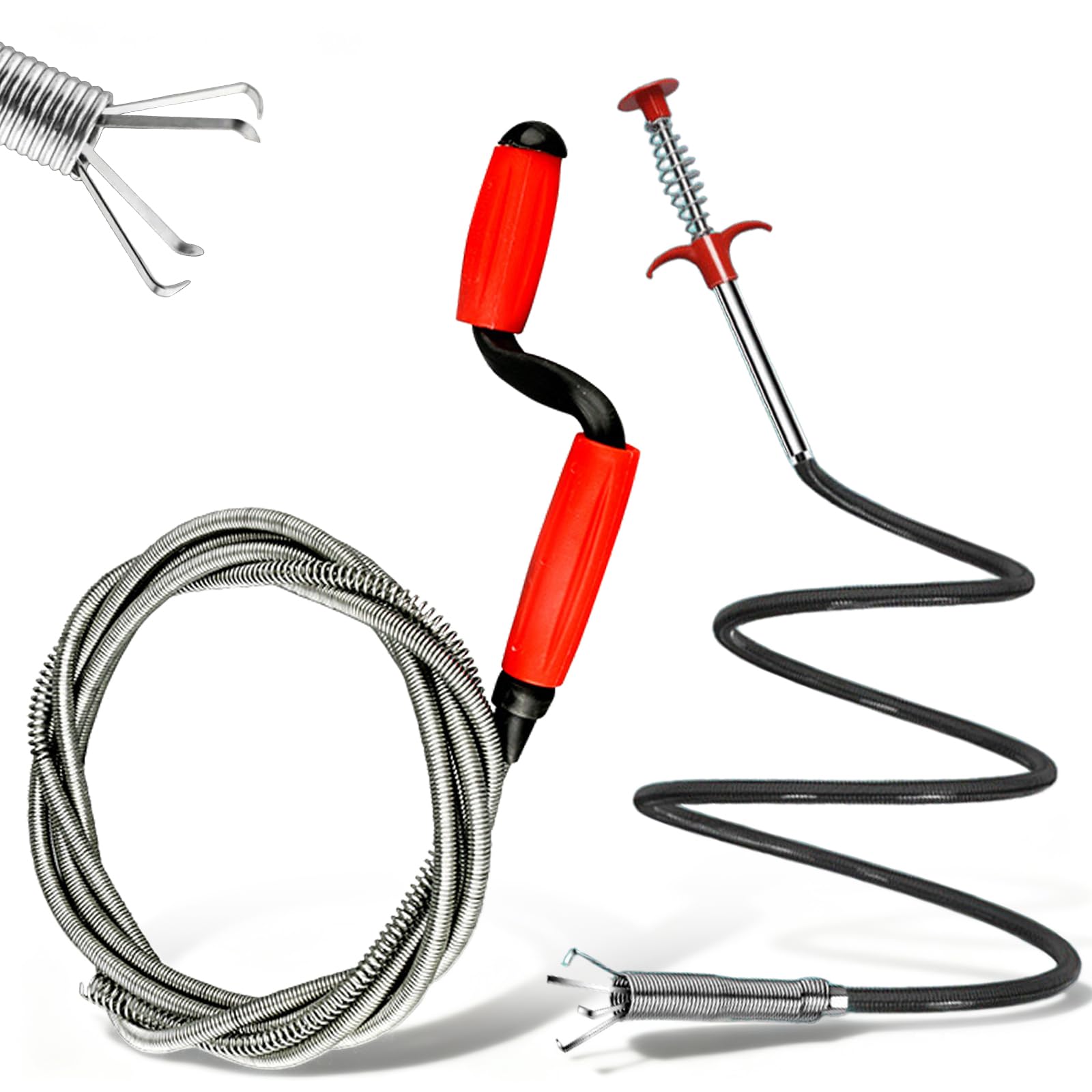 2 Pack Professional Drain Unblocker Tool, 6M*6mm Flexible Toilet Plumbing Snake Hair Clog Remover Wire Drain Auger Cleaning Tools for Kitchen Bathrom and Shower Sink