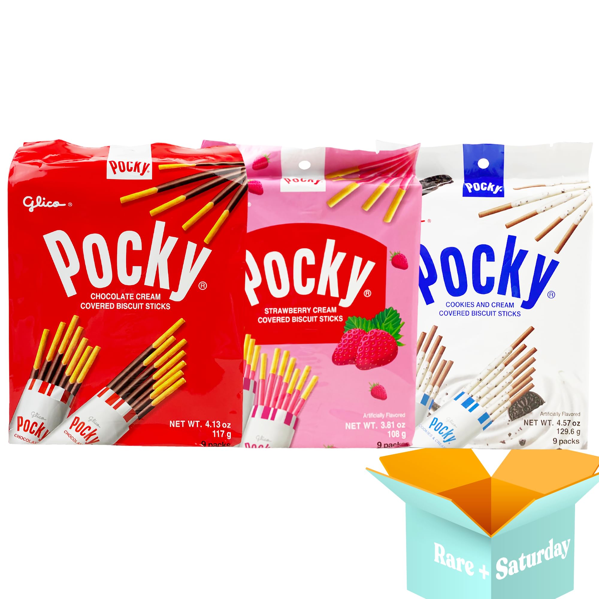 Pocky Sticks Variety Flavors Snacks - Chocolate, Strawberry, Cookies and Cream (3-Pack) | Japanese Chocolate Coated Biscuit Sticks Snack | Amazing School Snack | Asian Snacks | Family Pack Size | Party Pack