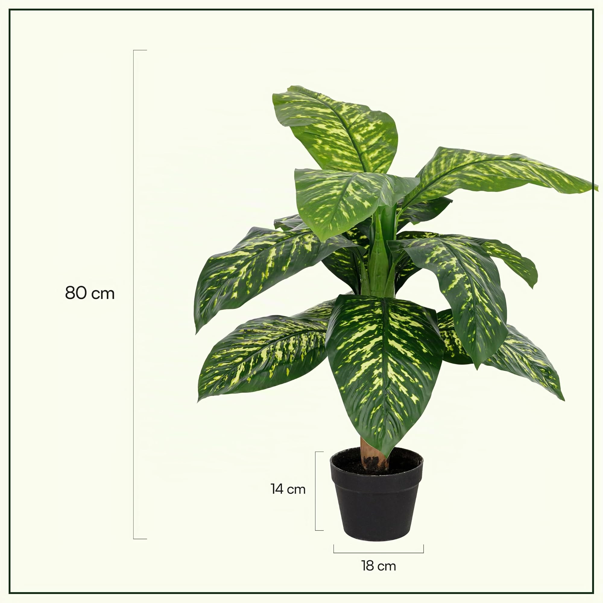 Baroni Home Pianta Artificiale per Interno ed Esterno, Pianta Banano Dieffenbachia Finta Decorativa per Soggiorno, Camera da Letto, Cucina, Altezza di 80 cm
